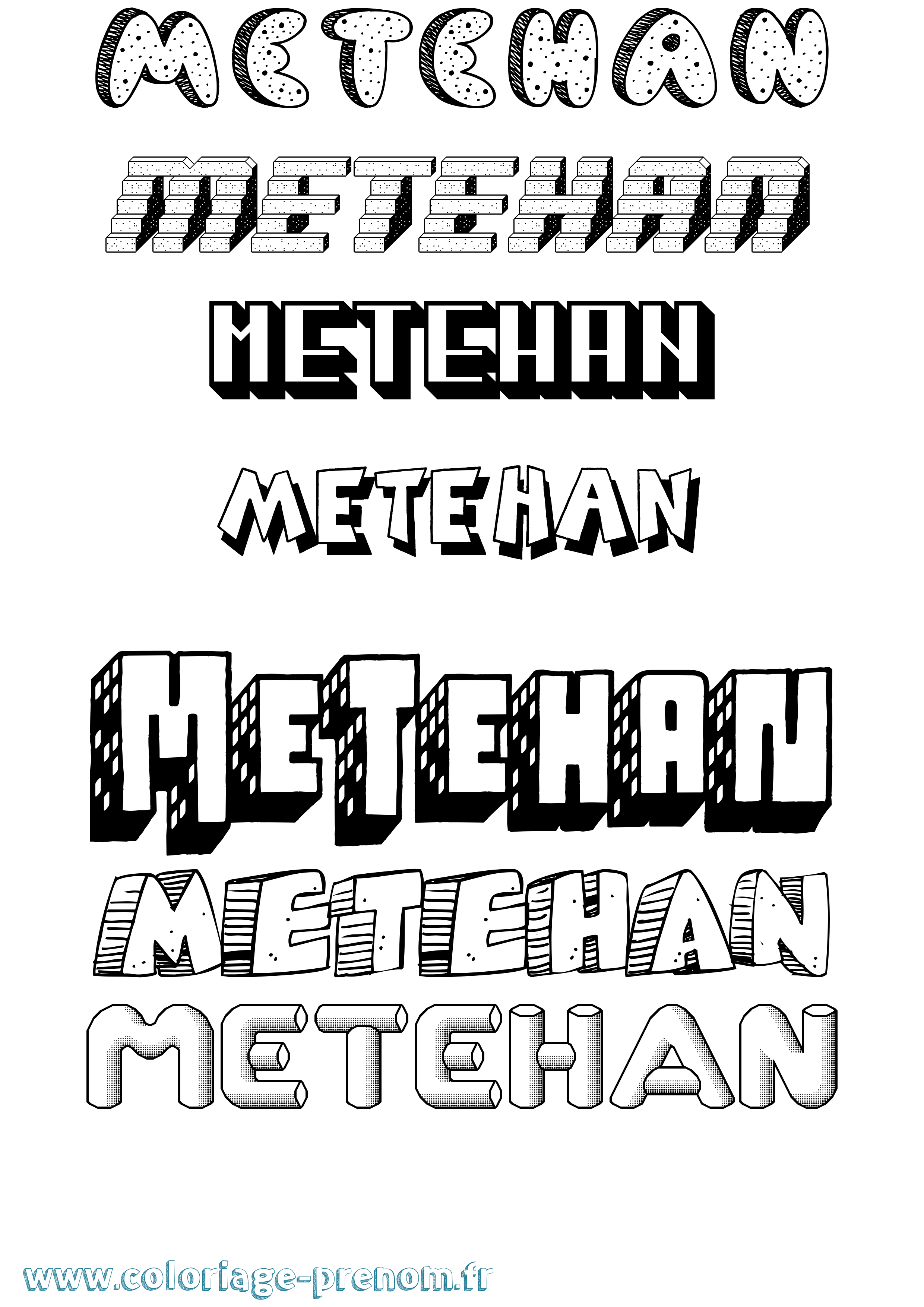 Coloriage Metehan Effet 3D Coloriage prénom Metehan Effet 3D