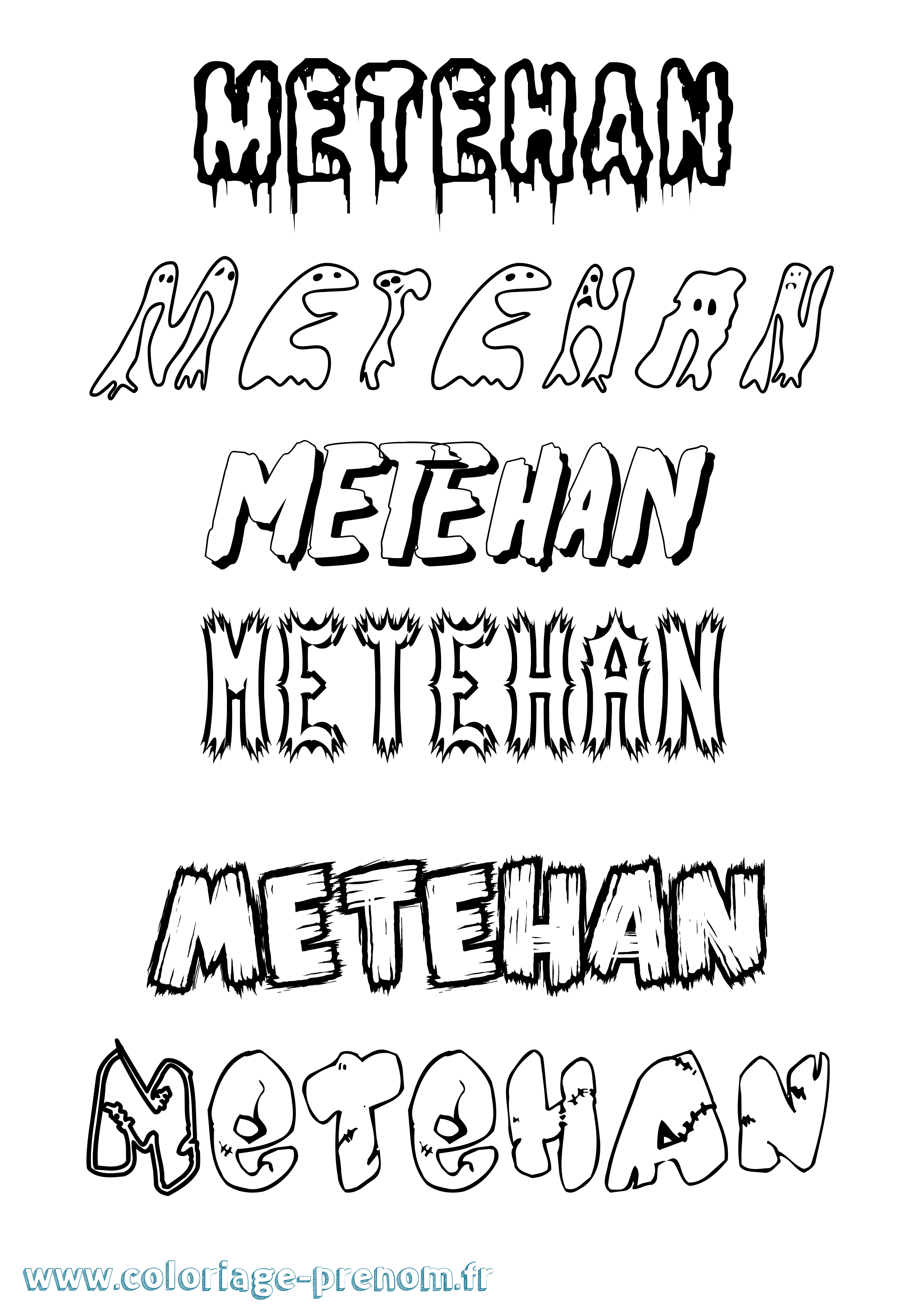 Coloriage Metehan Frisson Coloriage prénom Metehan Frisson