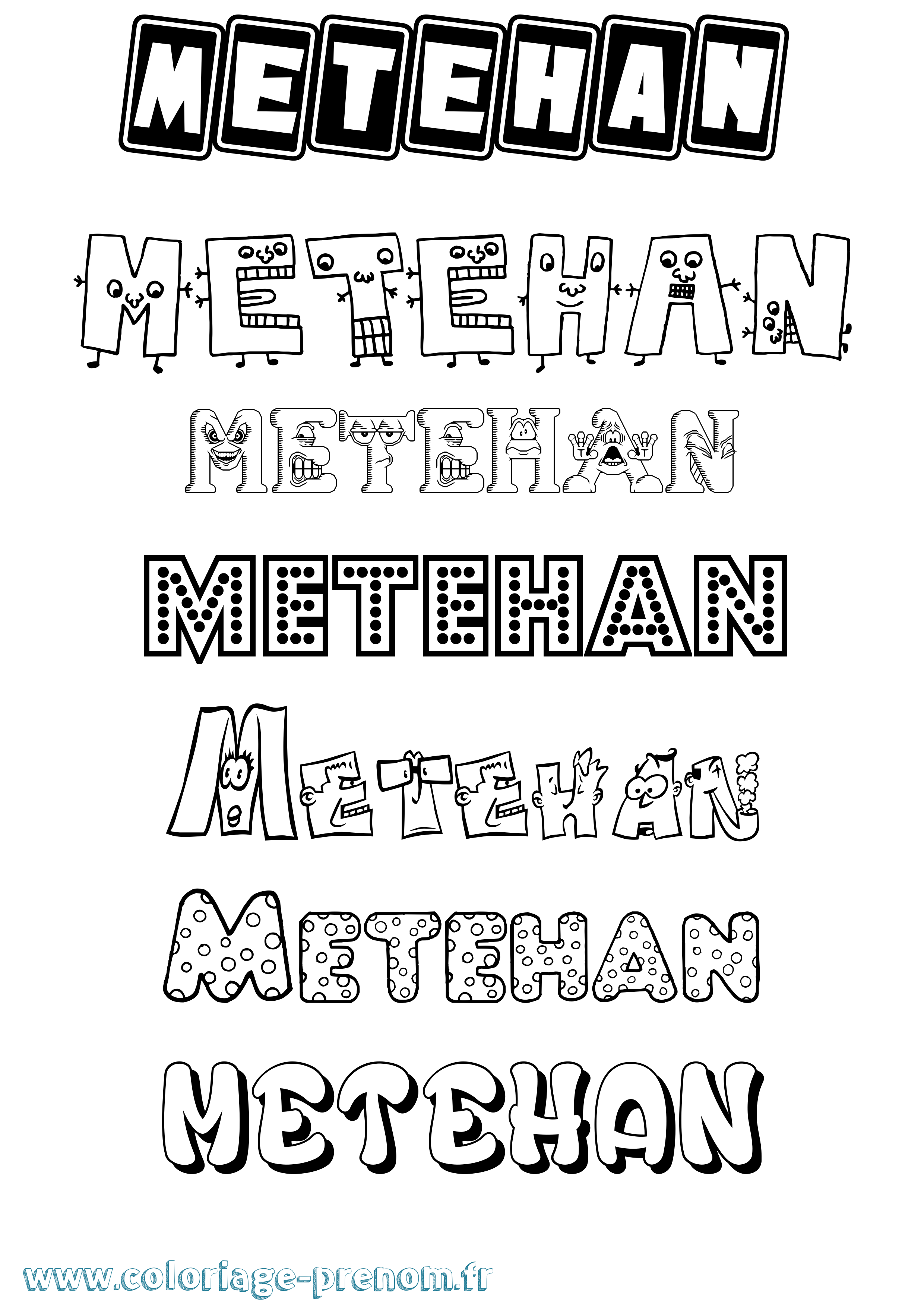 Coloriage Metehan Fun Coloriage prénom Metehan Fun