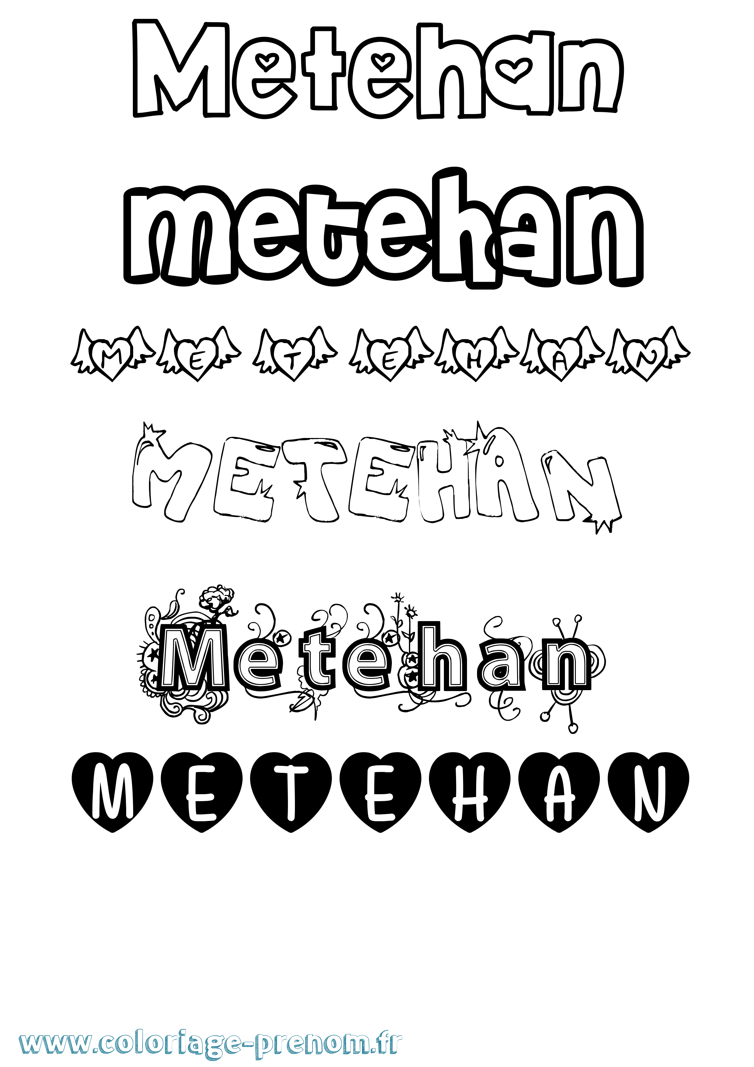 Coloriage Metehan Girly Coloriage prénom Metehan Girly