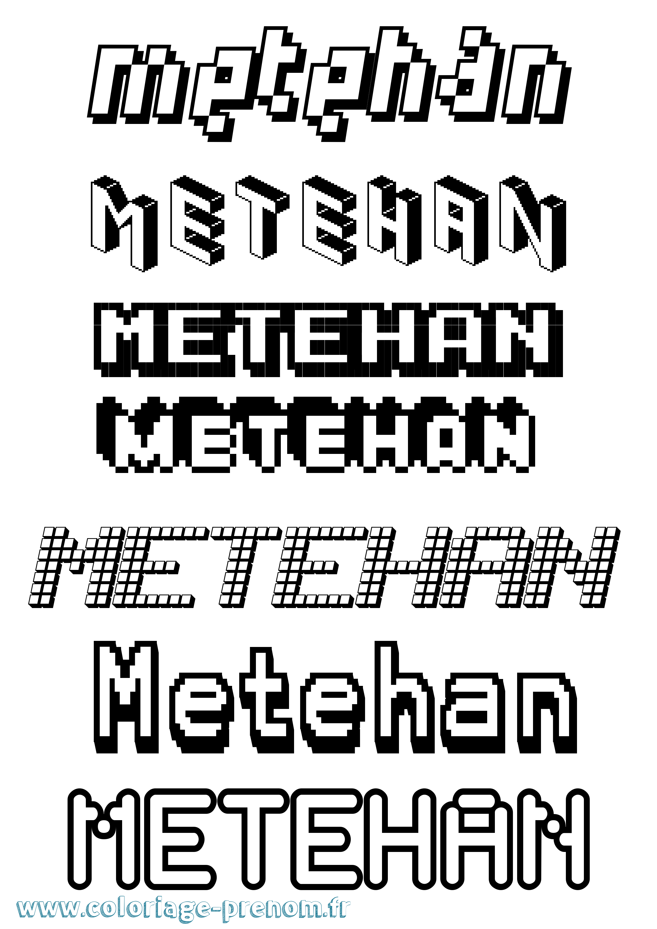 Coloriage Metehan Pixel Coloriage prénom Metehan Pixel