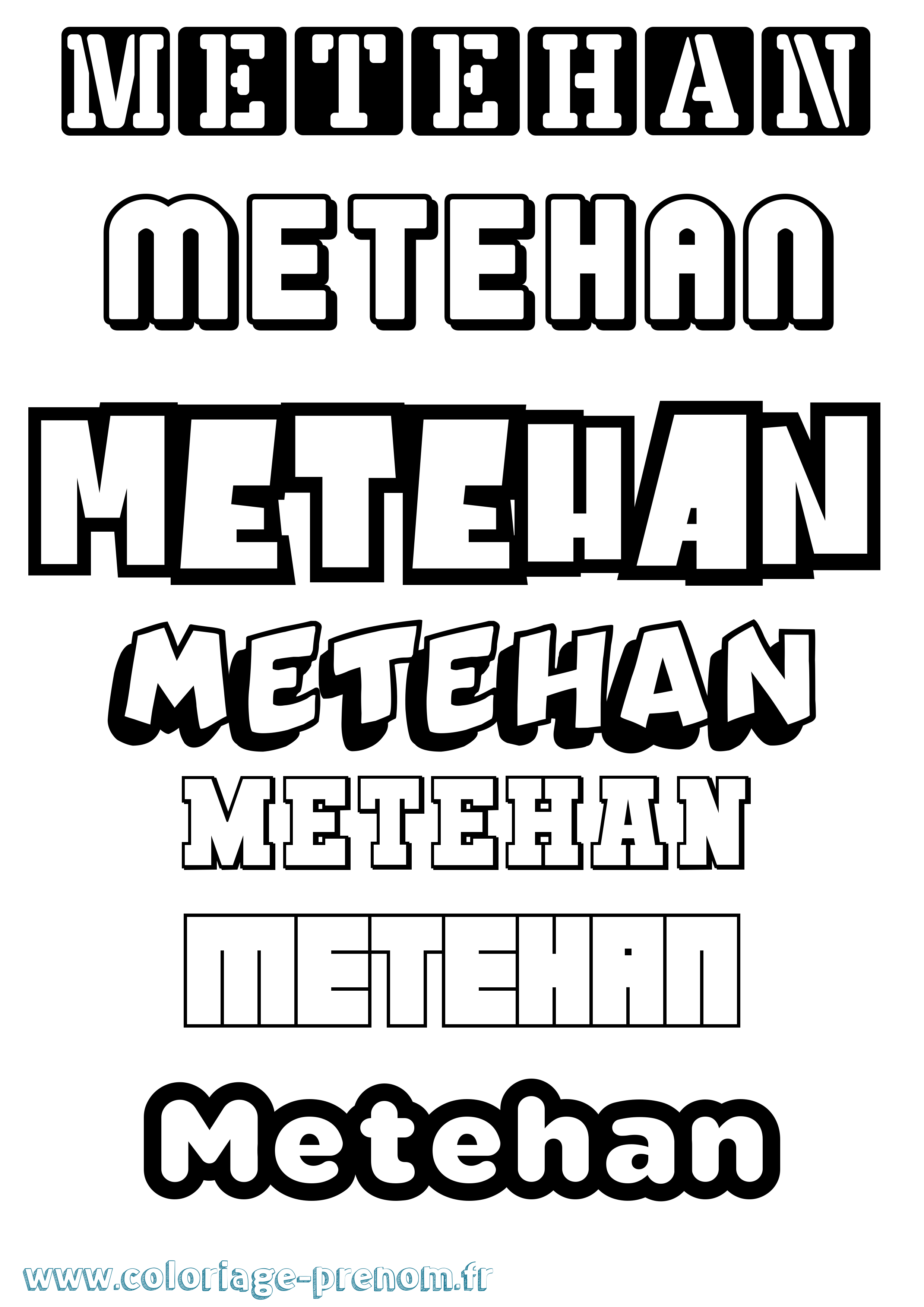 Coloriage Metehan Simple Coloriage prénom Metehan Simple