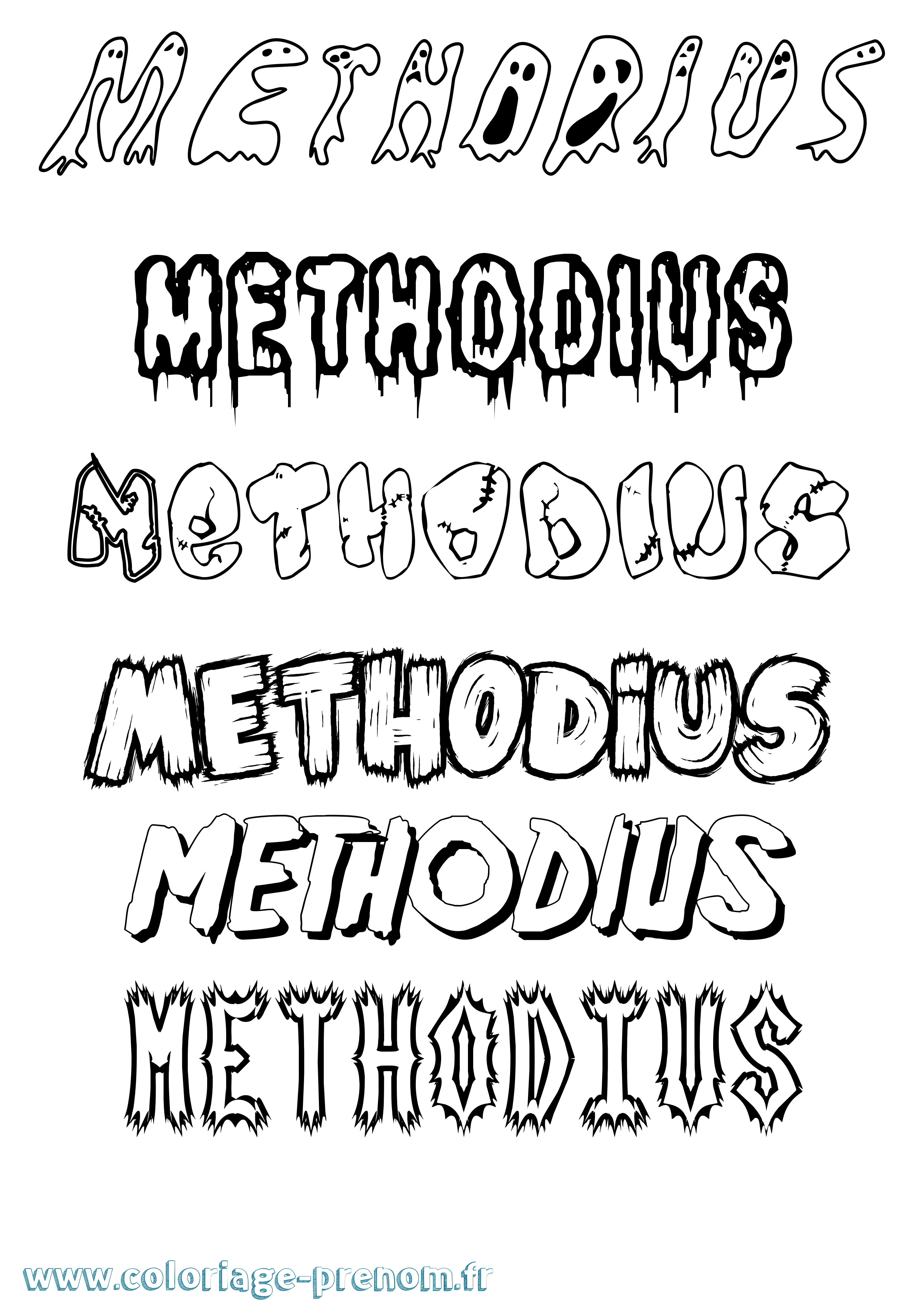 Coloriage Methodius Frisson Coloriage prénom Methodius Frisson