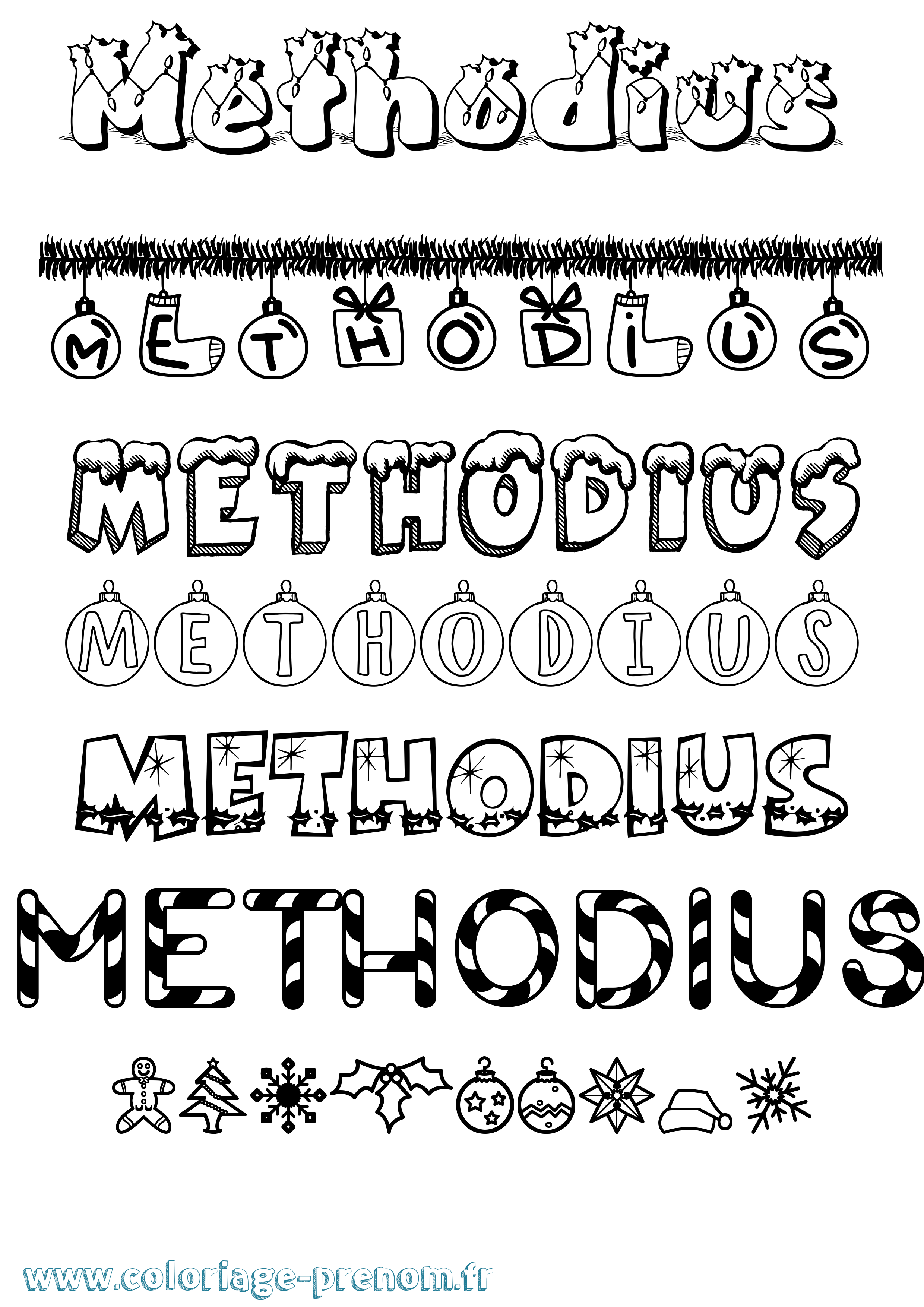 Coloriage Methodius Noël Coloriage prénom Methodius Noël