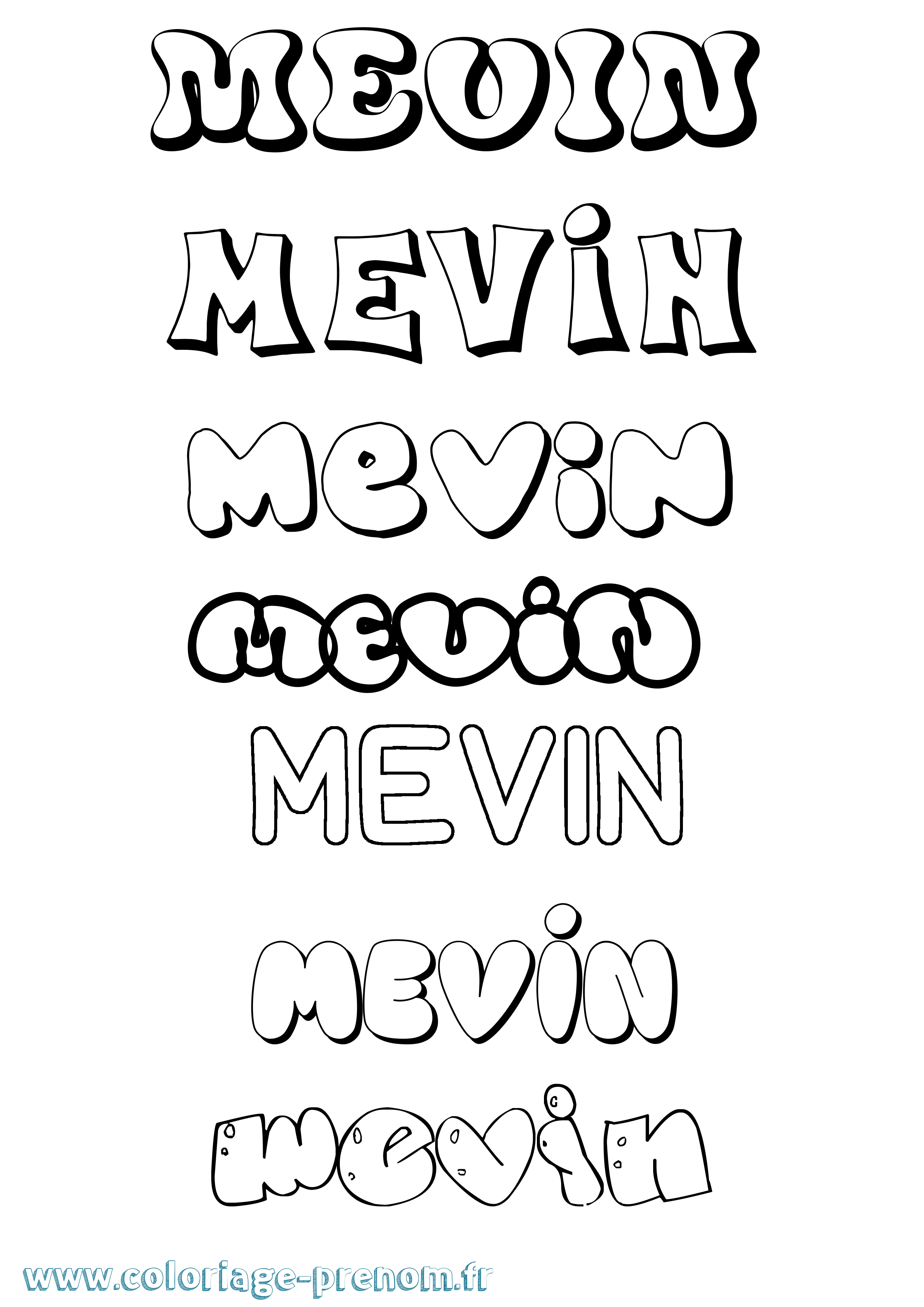 Coloriage Mevin Bubble Coloriage prénom Mevin Bubble
