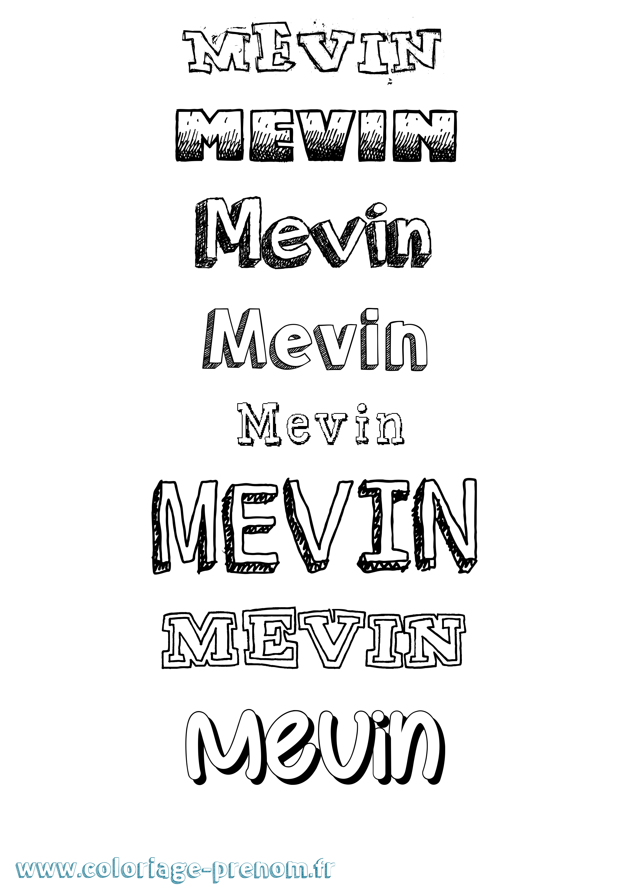 Coloriage Mevin Dessiné Coloriage prénom Mevin Dessiné