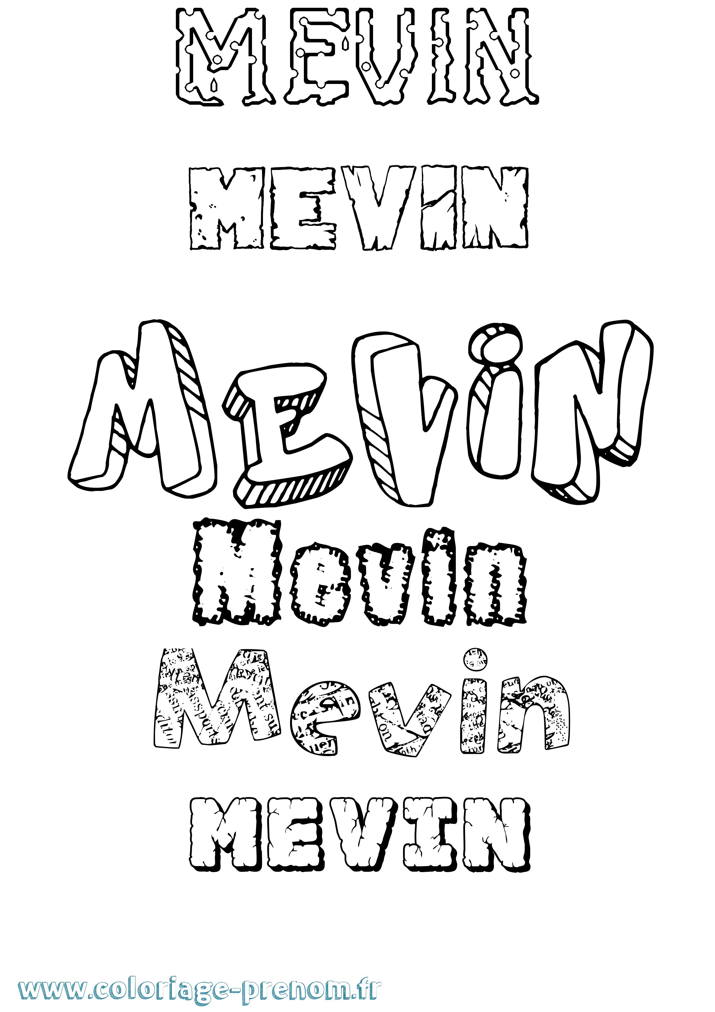 Coloriage Mevin Destructuré Coloriage prénom Mevin Destructuré