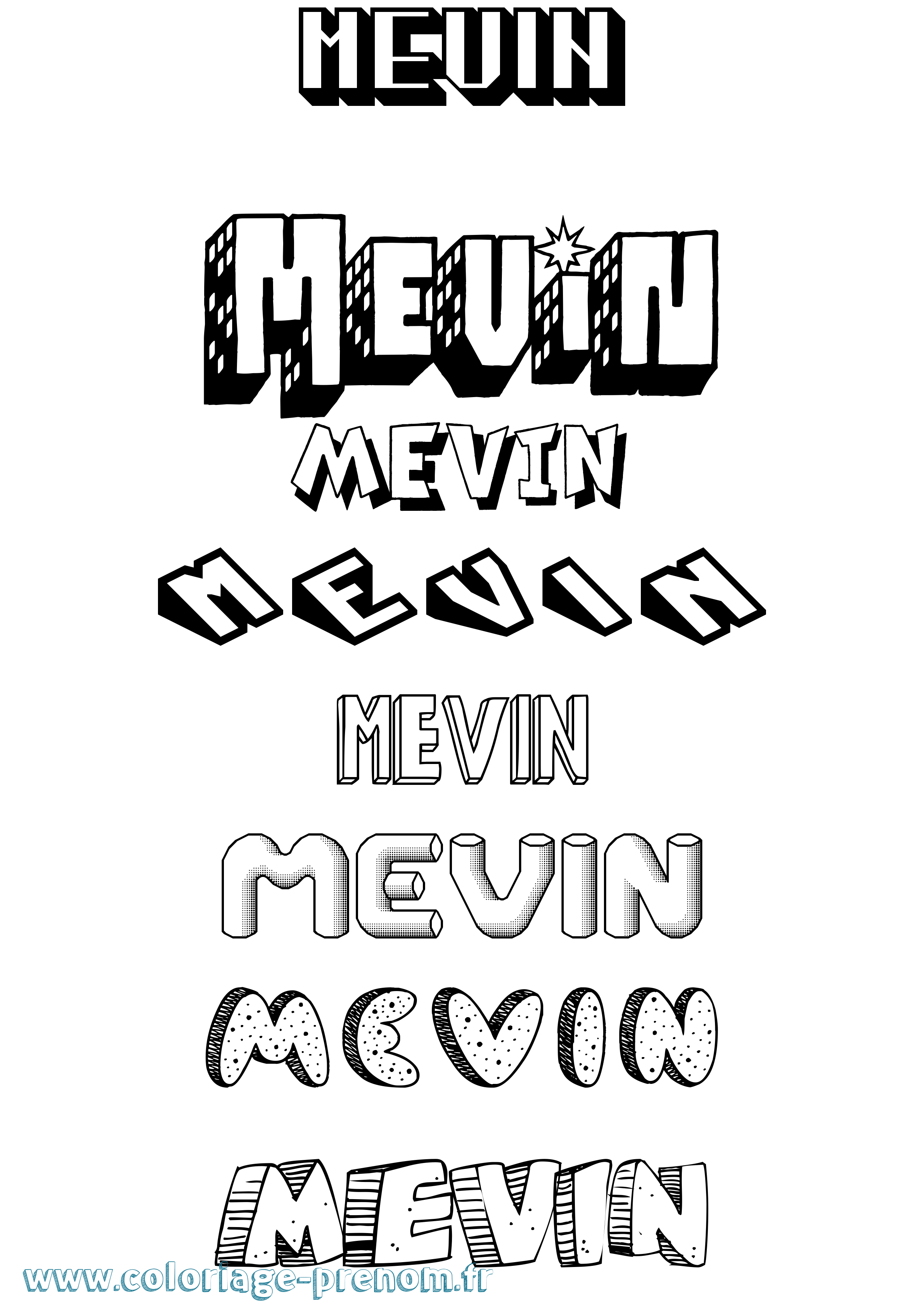 Coloriage Mevin Effet 3D Coloriage prénom Mevin Effet 3D