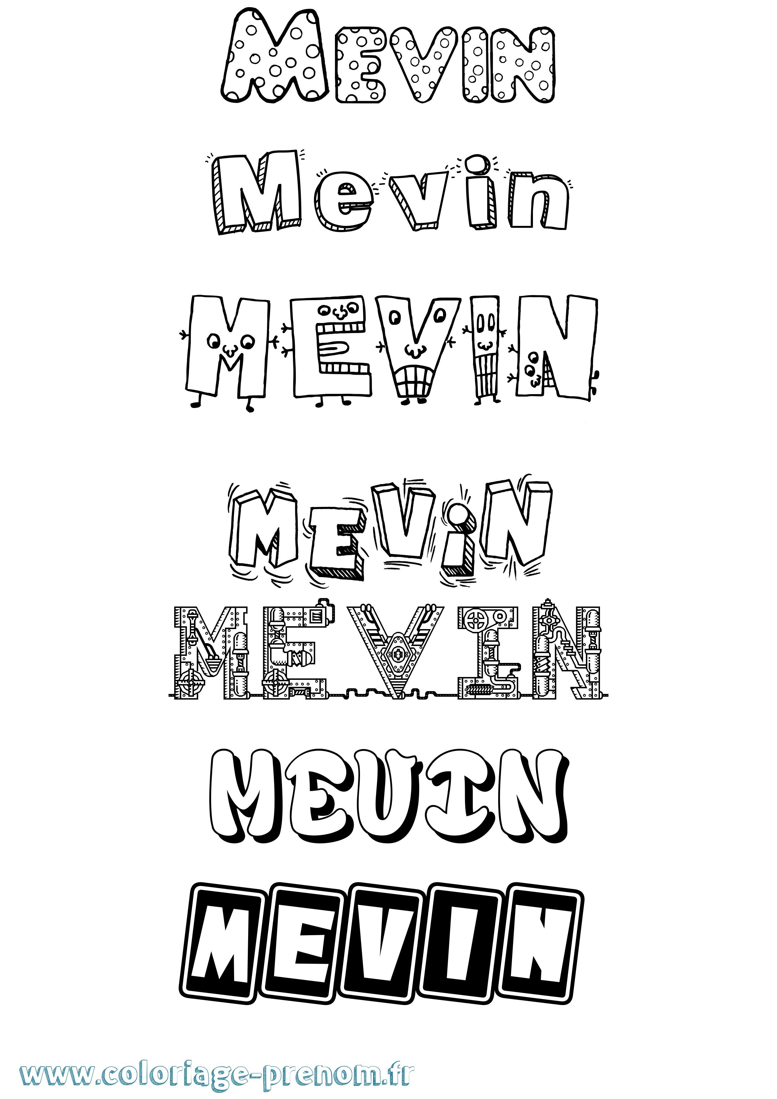Coloriage Mevin Fun Coloriage prénom Mevin Fun
