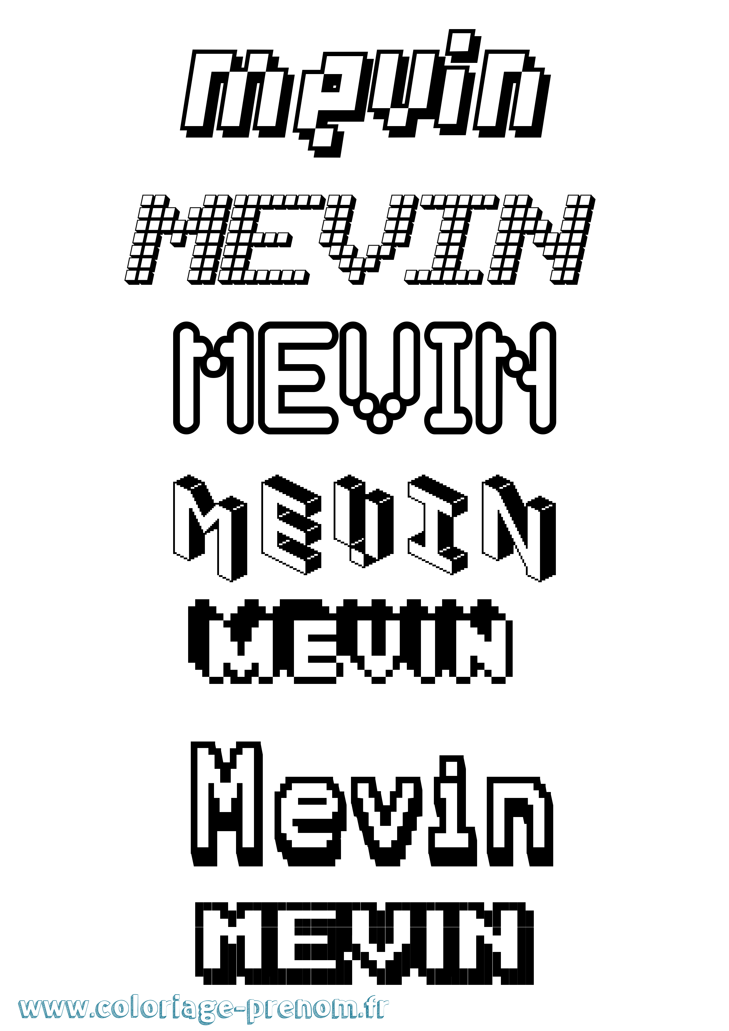 Coloriage Mevin Pixel Coloriage prénom Mevin Pixel