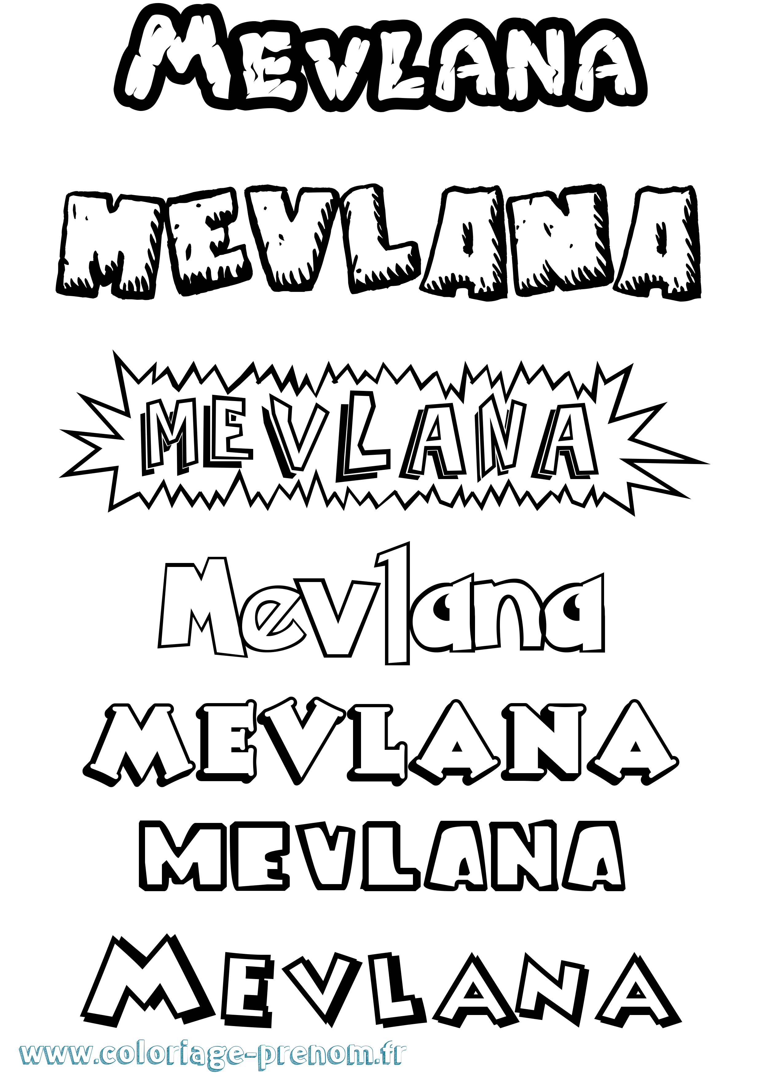 Coloriage Mevlana Dessin Animé Coloriage prénom Mevlana Dessin Animé