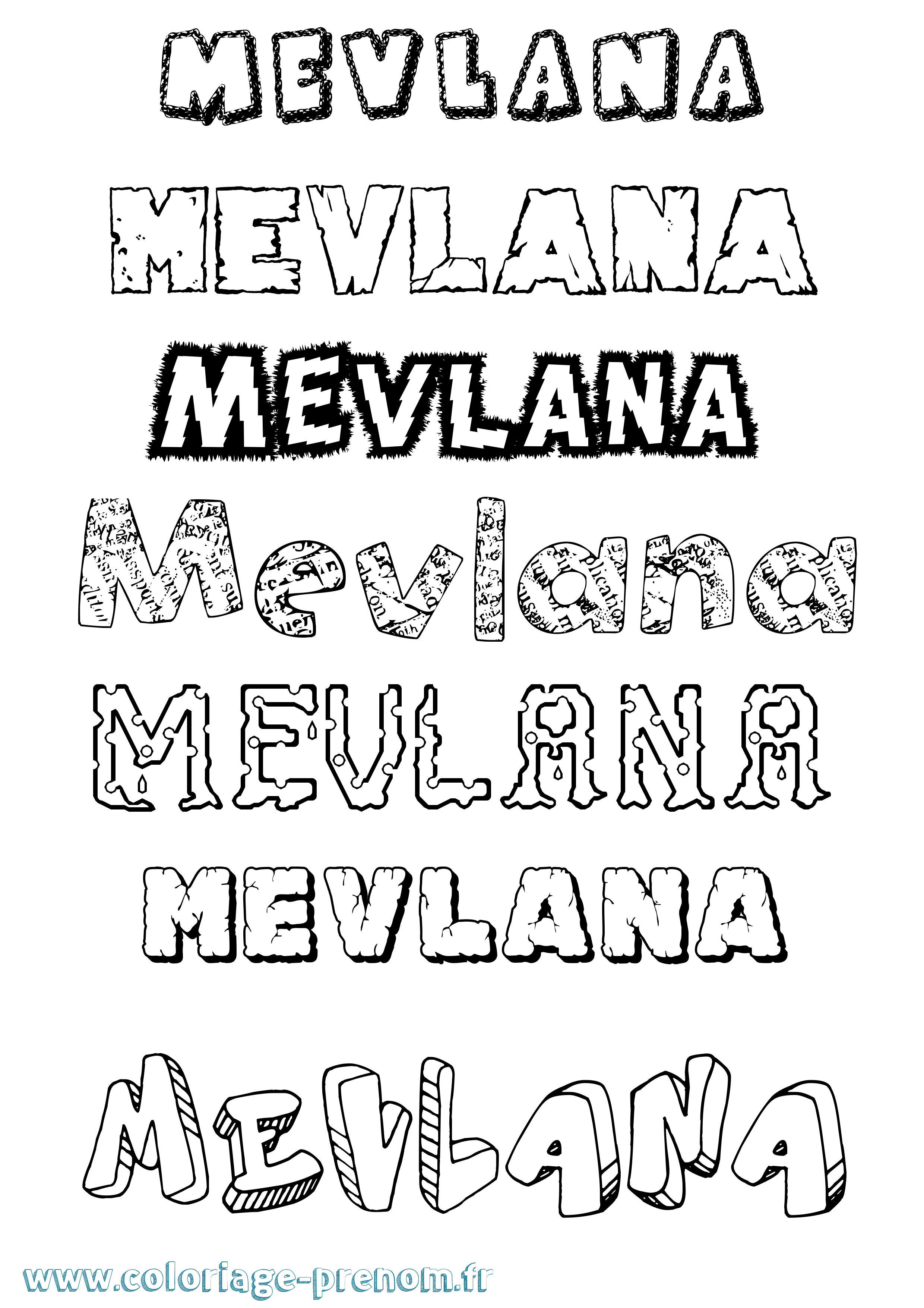 Coloriage Mevlana Destructuré Coloriage prénom Mevlana Destructuré