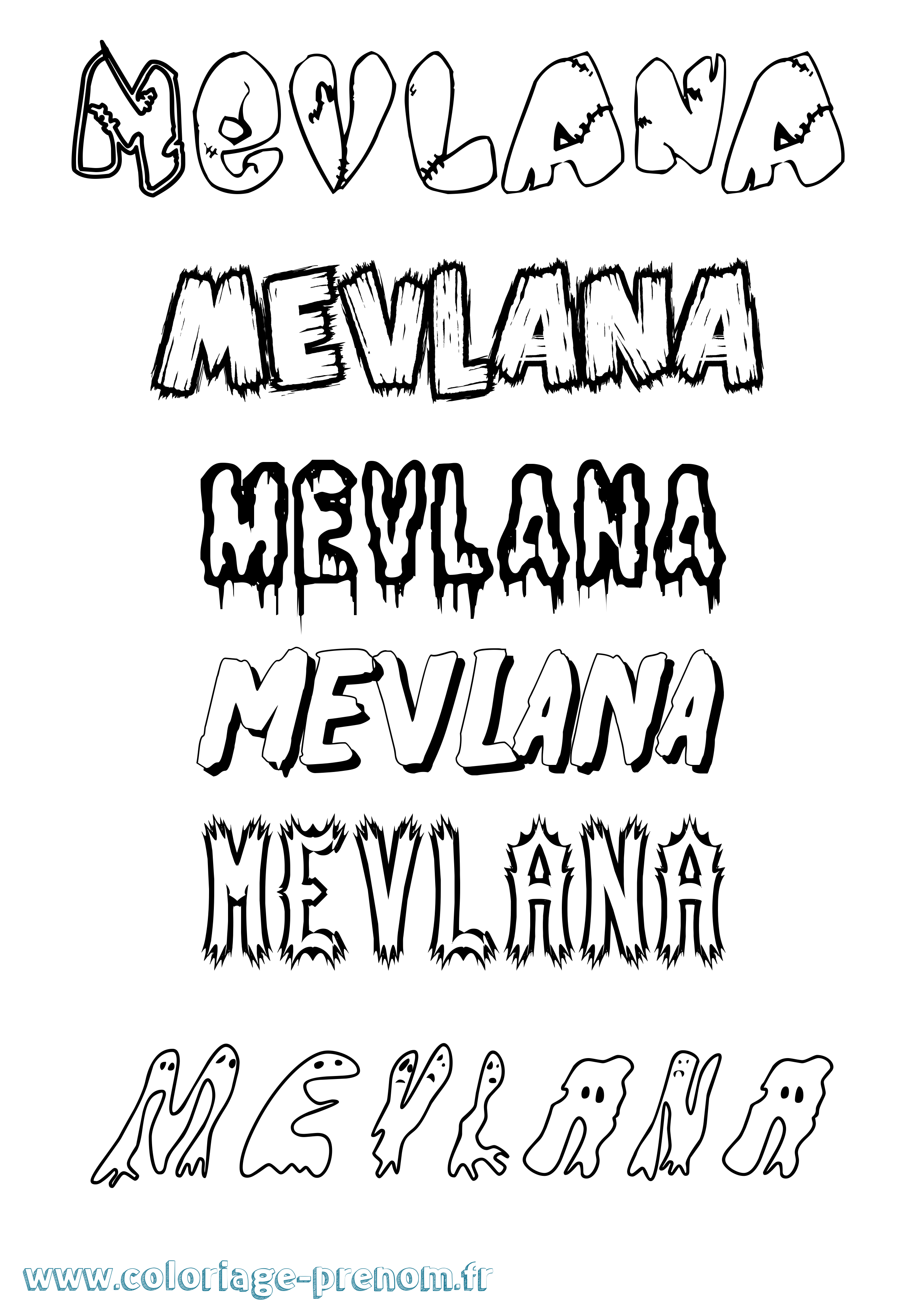 Coloriage Mevlana Frisson Coloriage prénom Mevlana Frisson