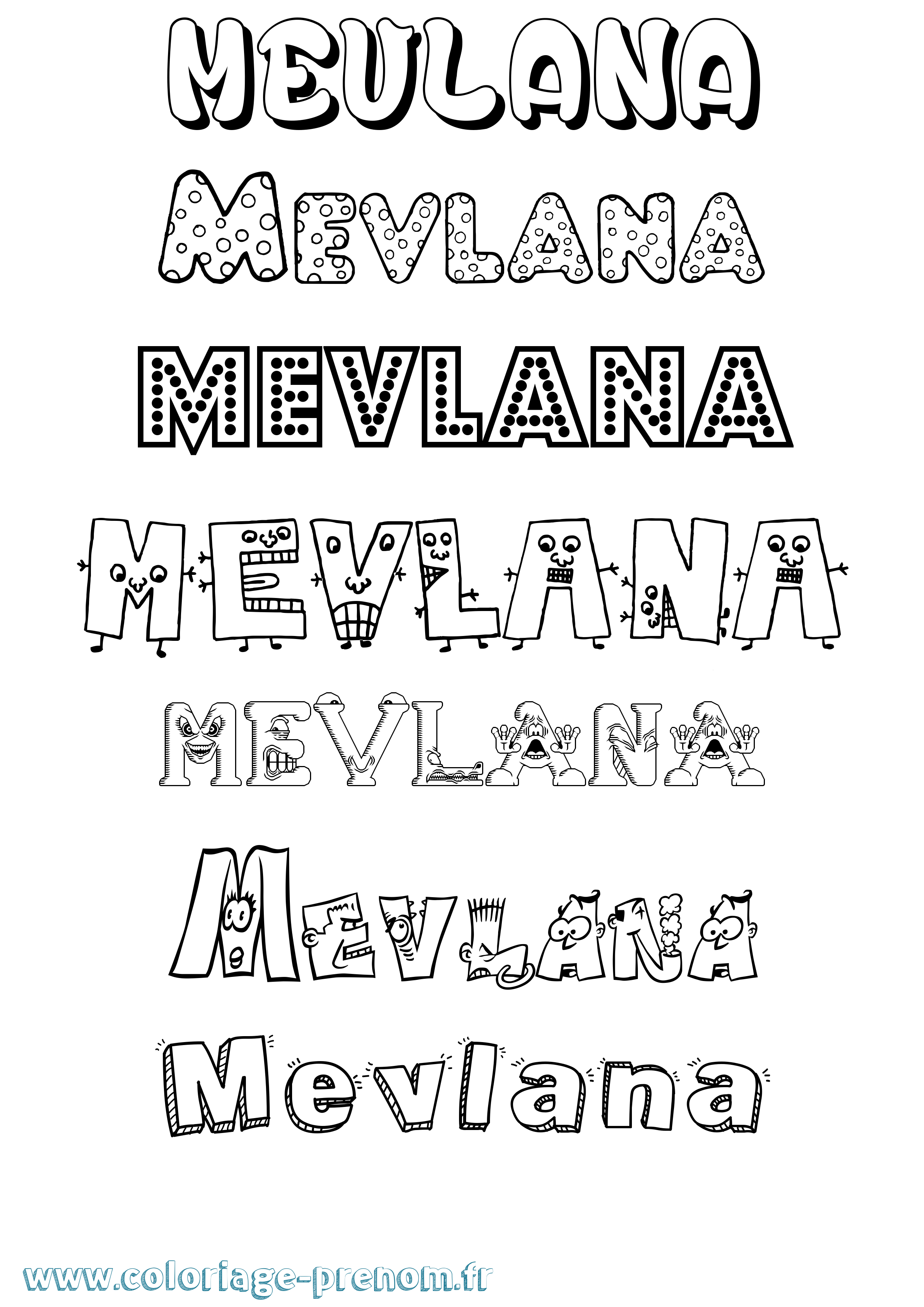 Coloriage Mevlana Fun Coloriage prénom Mevlana Fun