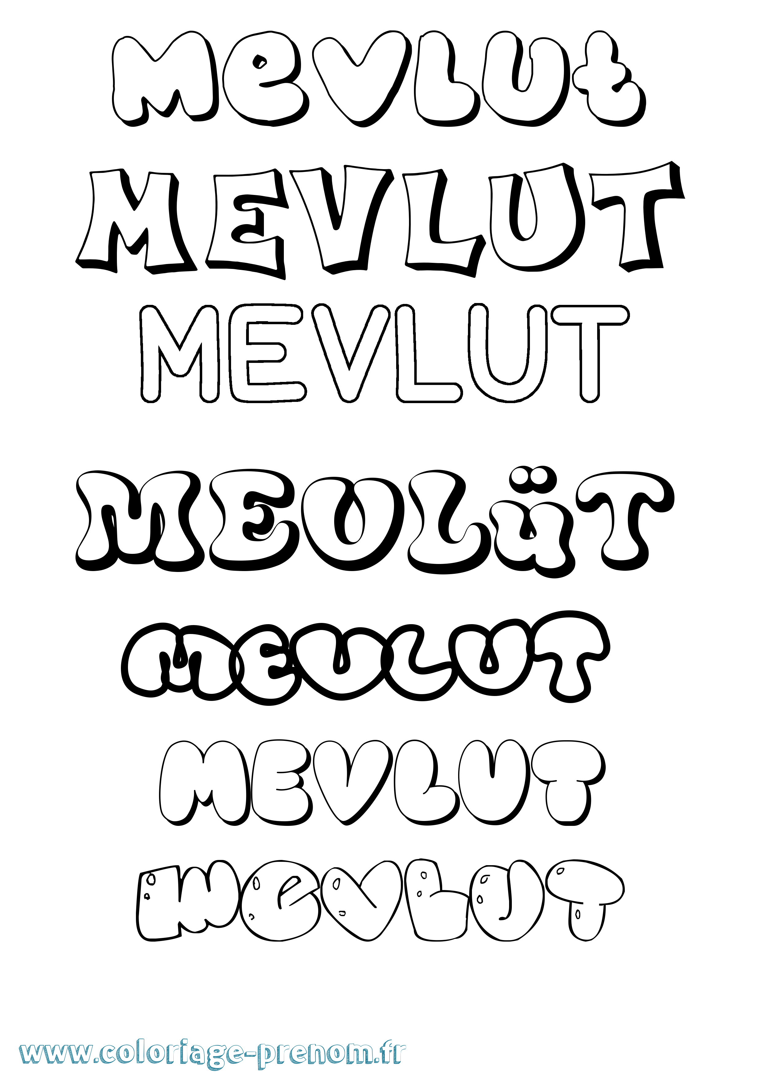 Coloriage Mevlüt Bubble Coloriage prénom Mevlüt Bubble