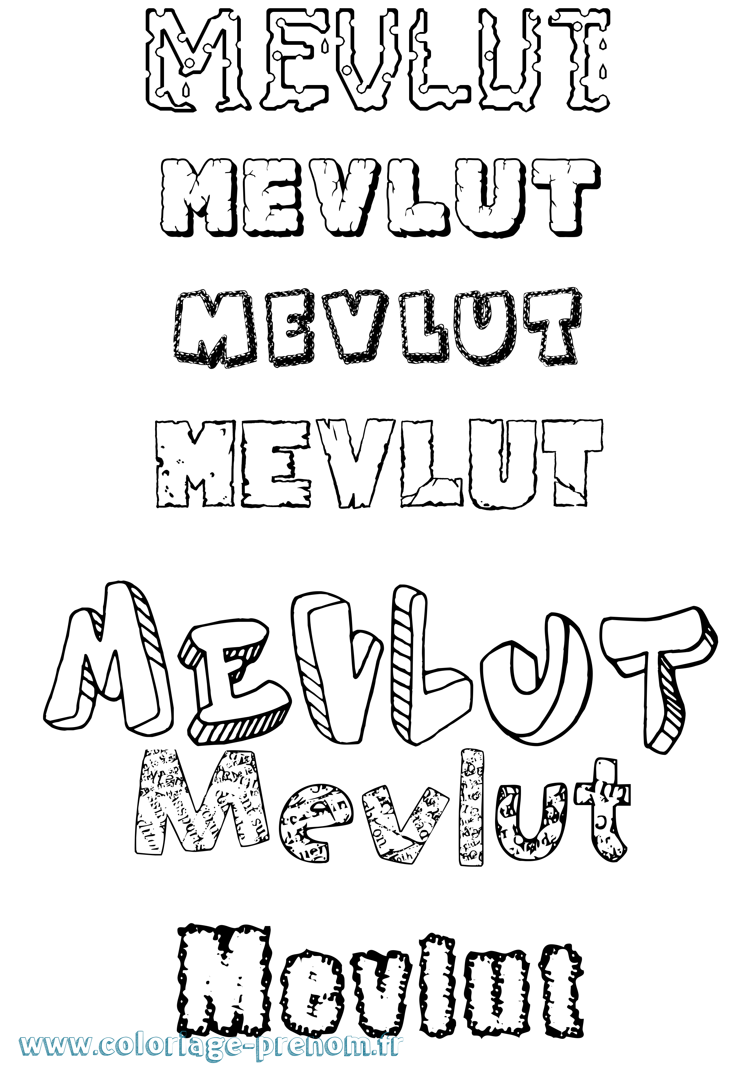 Coloriage Mevlüt Destructuré Coloriage prénom Mevlüt Destructuré