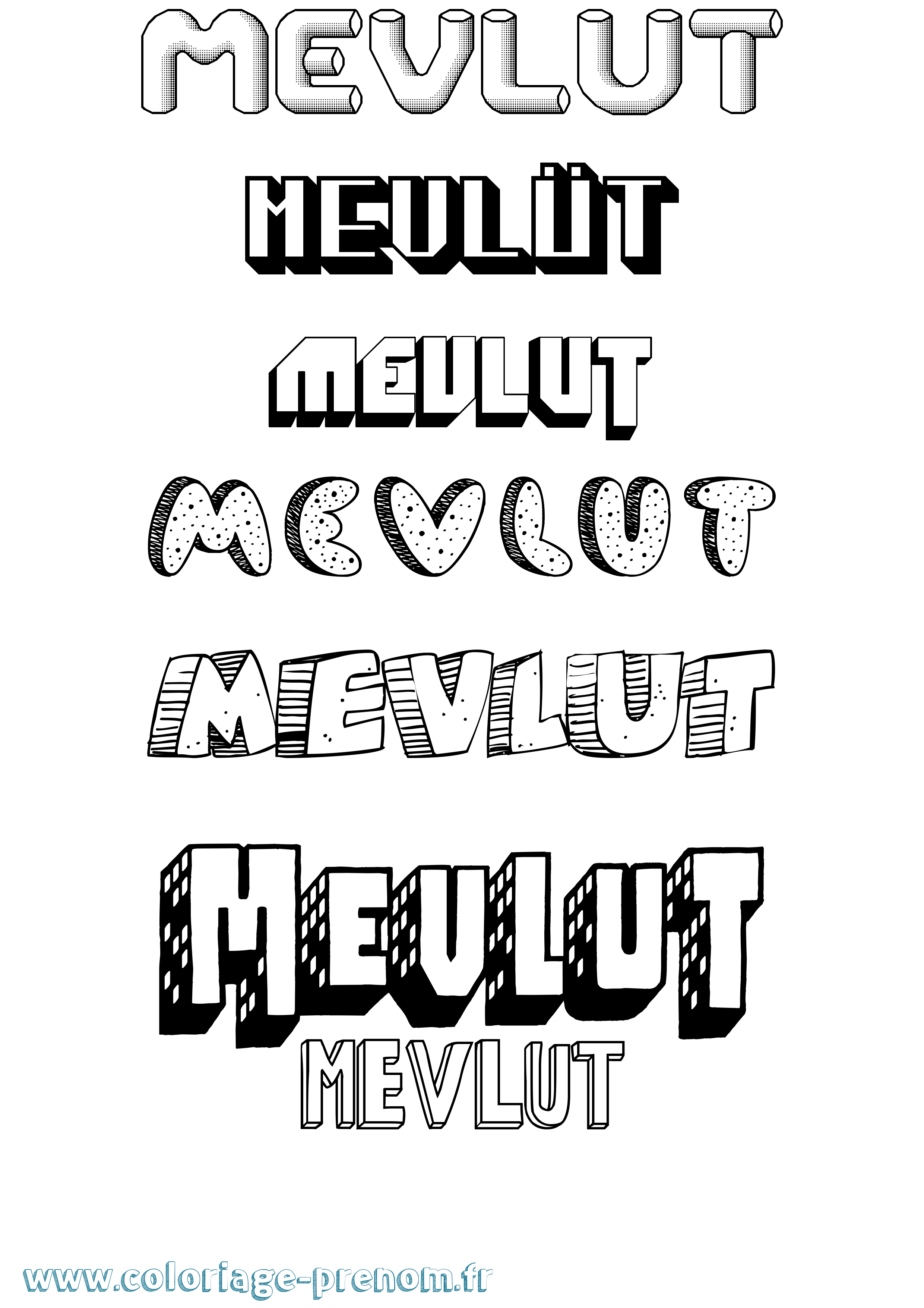 Coloriage Mevlüt Effet 3D Coloriage prénom Mevlüt Effet 3D