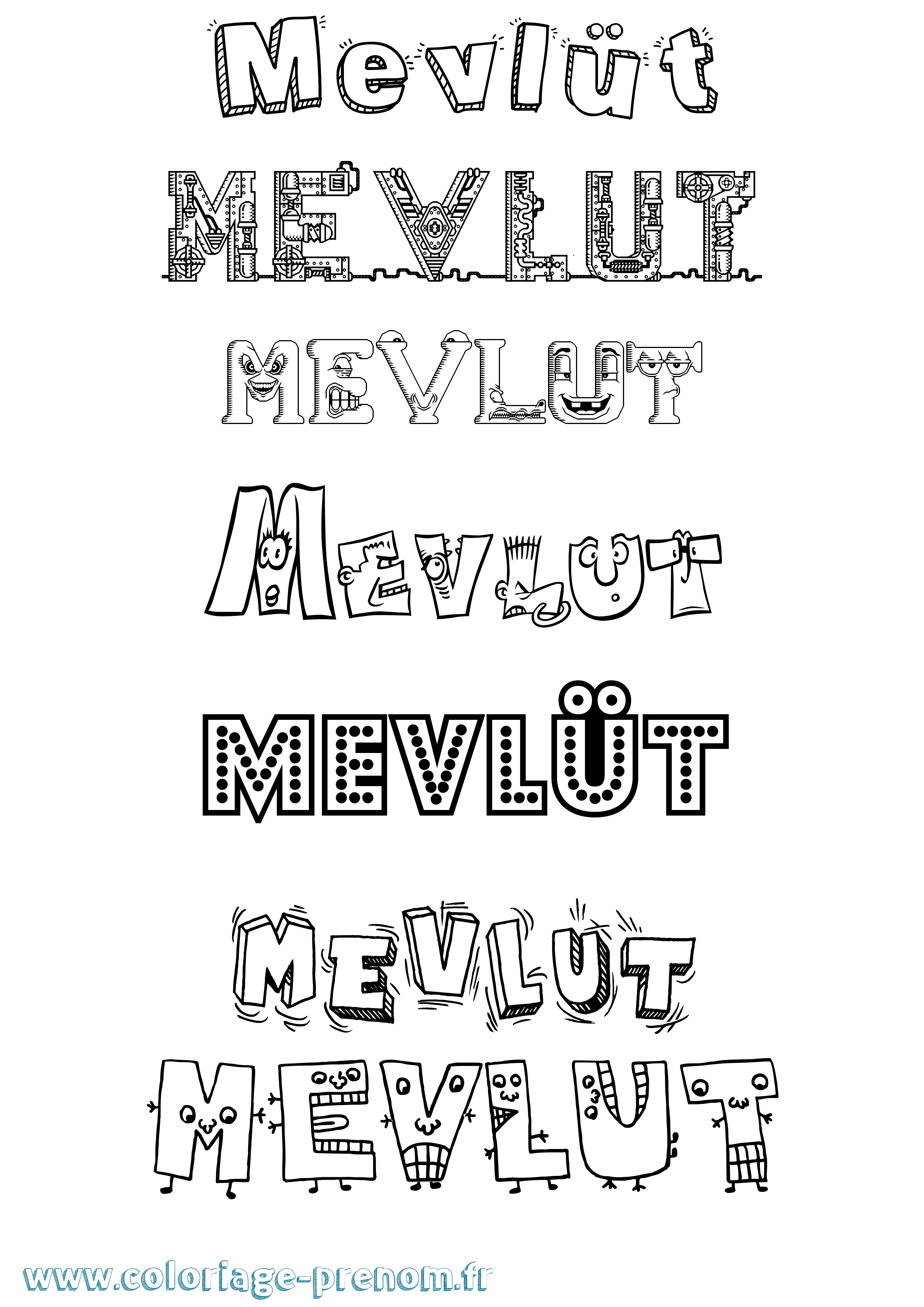 Coloriage Mevlüt Fun Coloriage prénom Mevlüt Fun