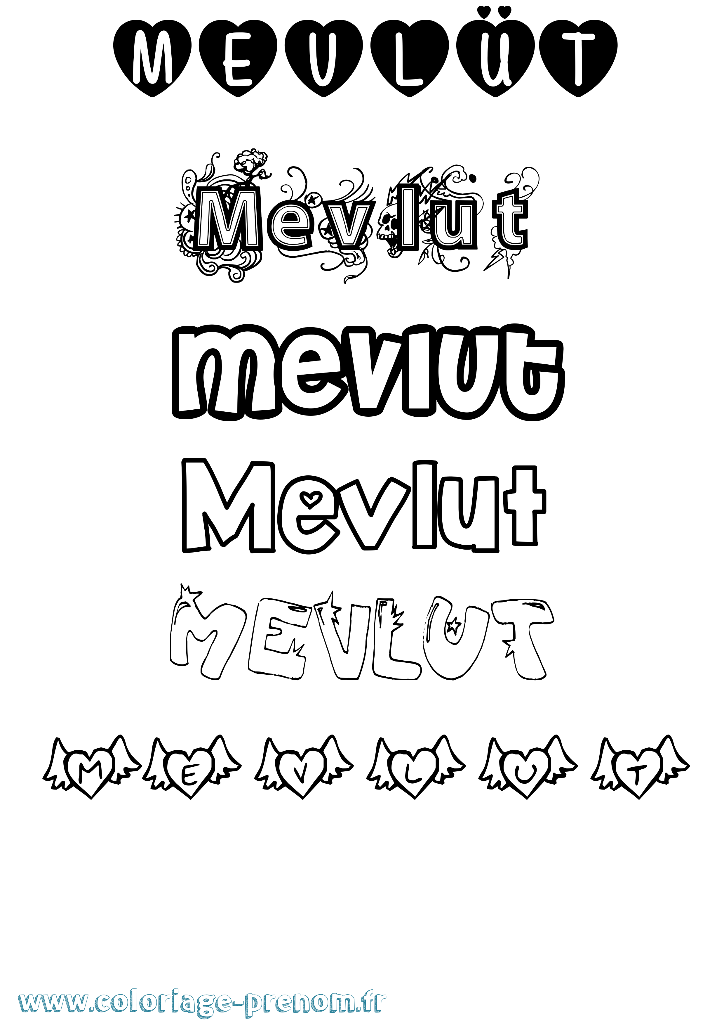 Coloriage Mevlüt Girly Coloriage prénom Mevlüt Girly