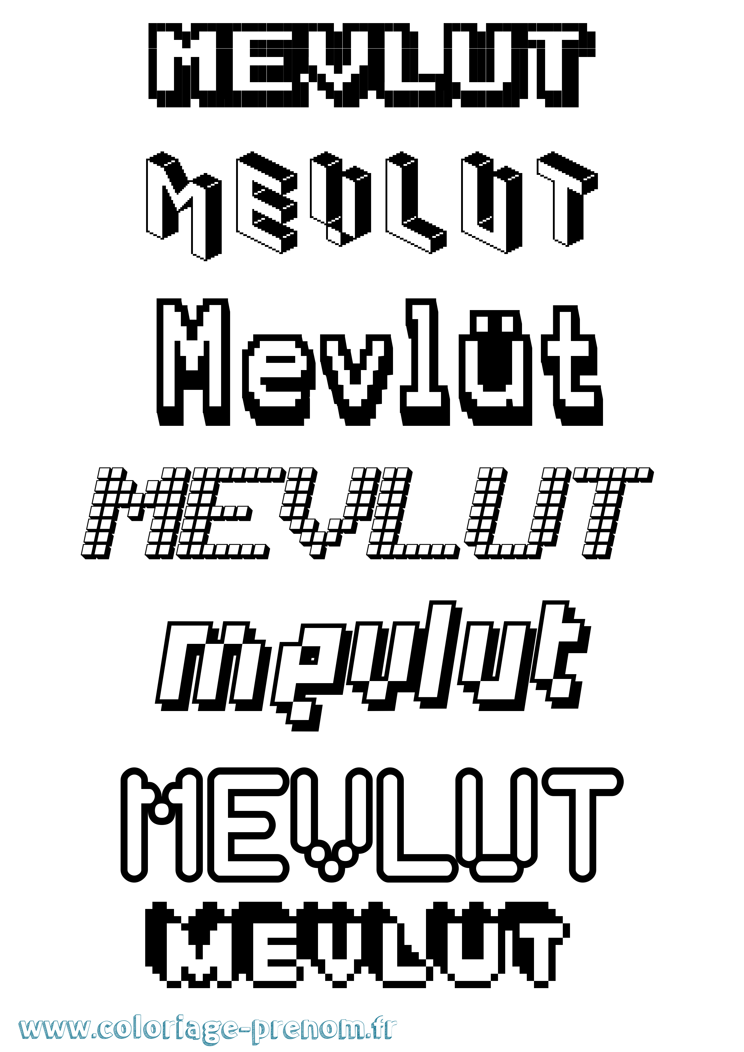 Coloriage Mevlüt Pixel Coloriage prénom Mevlüt Pixel