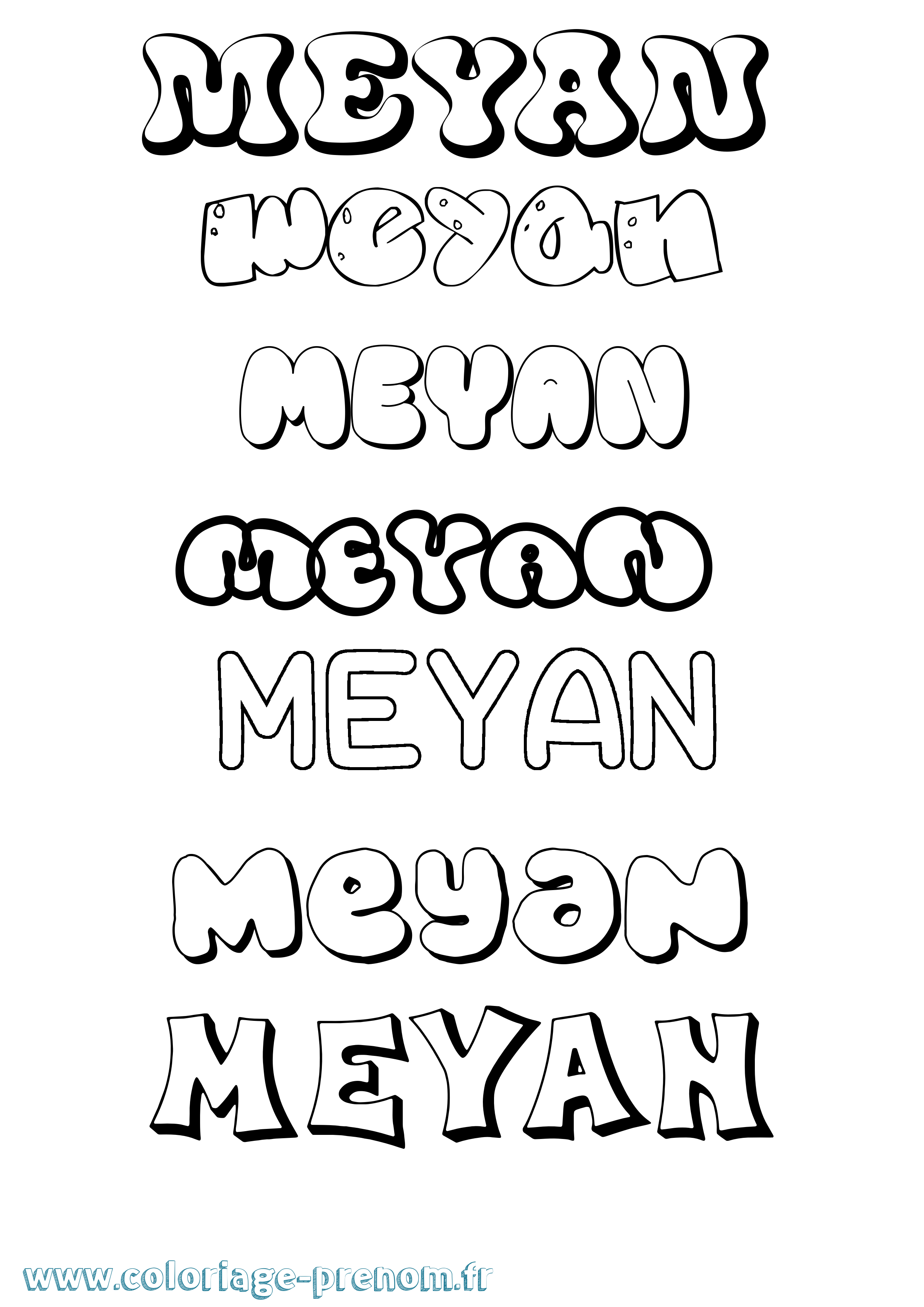 Coloriage Meyan Bubble Coloriage prénom Meyan Bubble