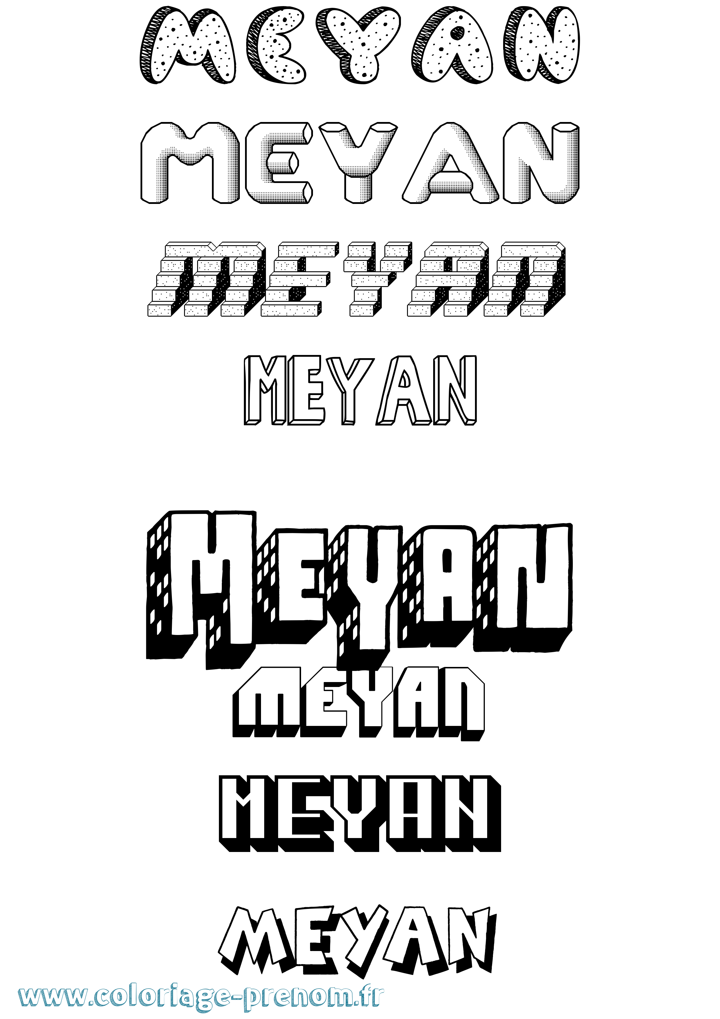 Coloriage Meyan Effet 3D Coloriage prénom Meyan Effet 3D