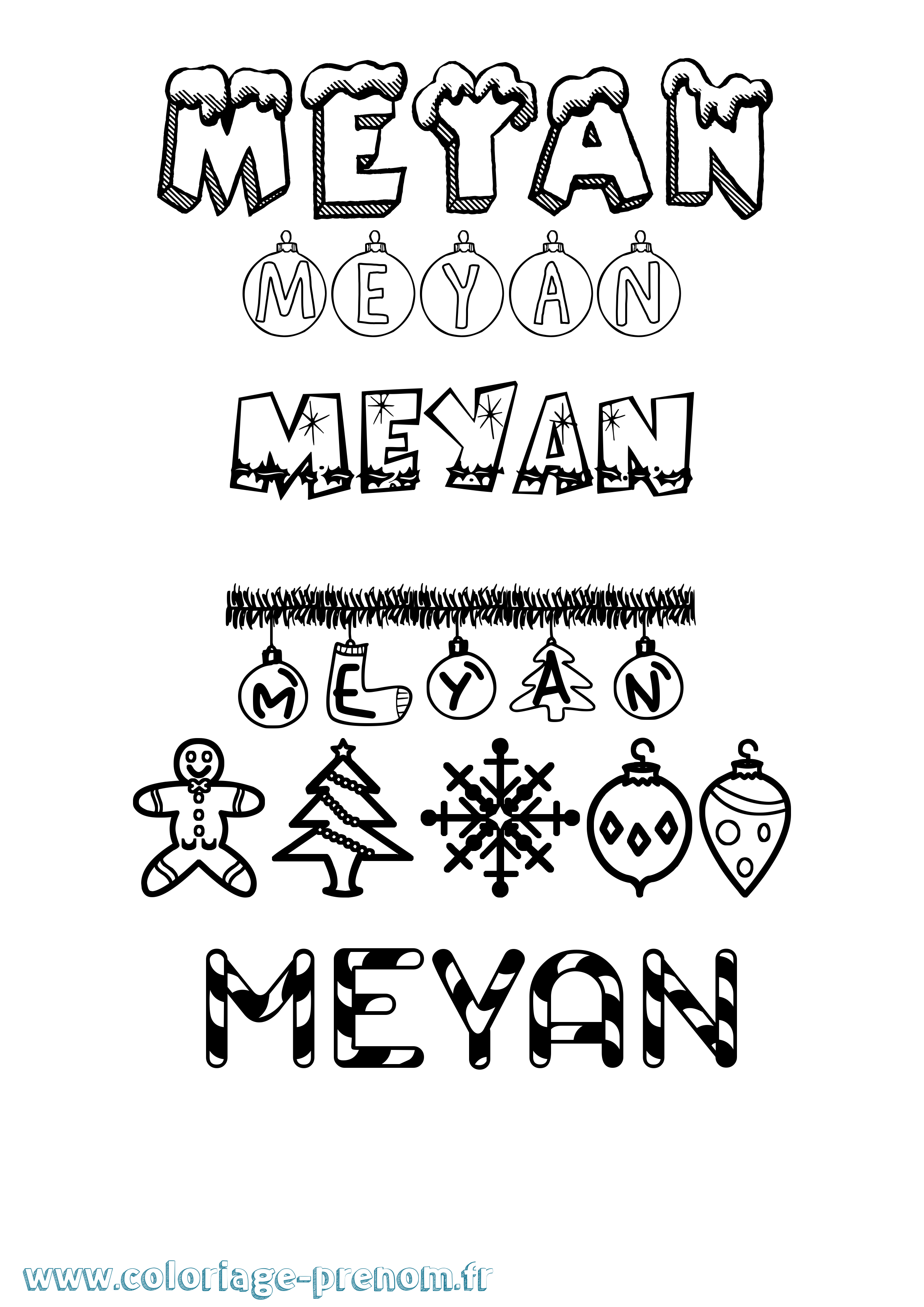 Coloriage Meyan Noël Coloriage prénom Meyan Noël