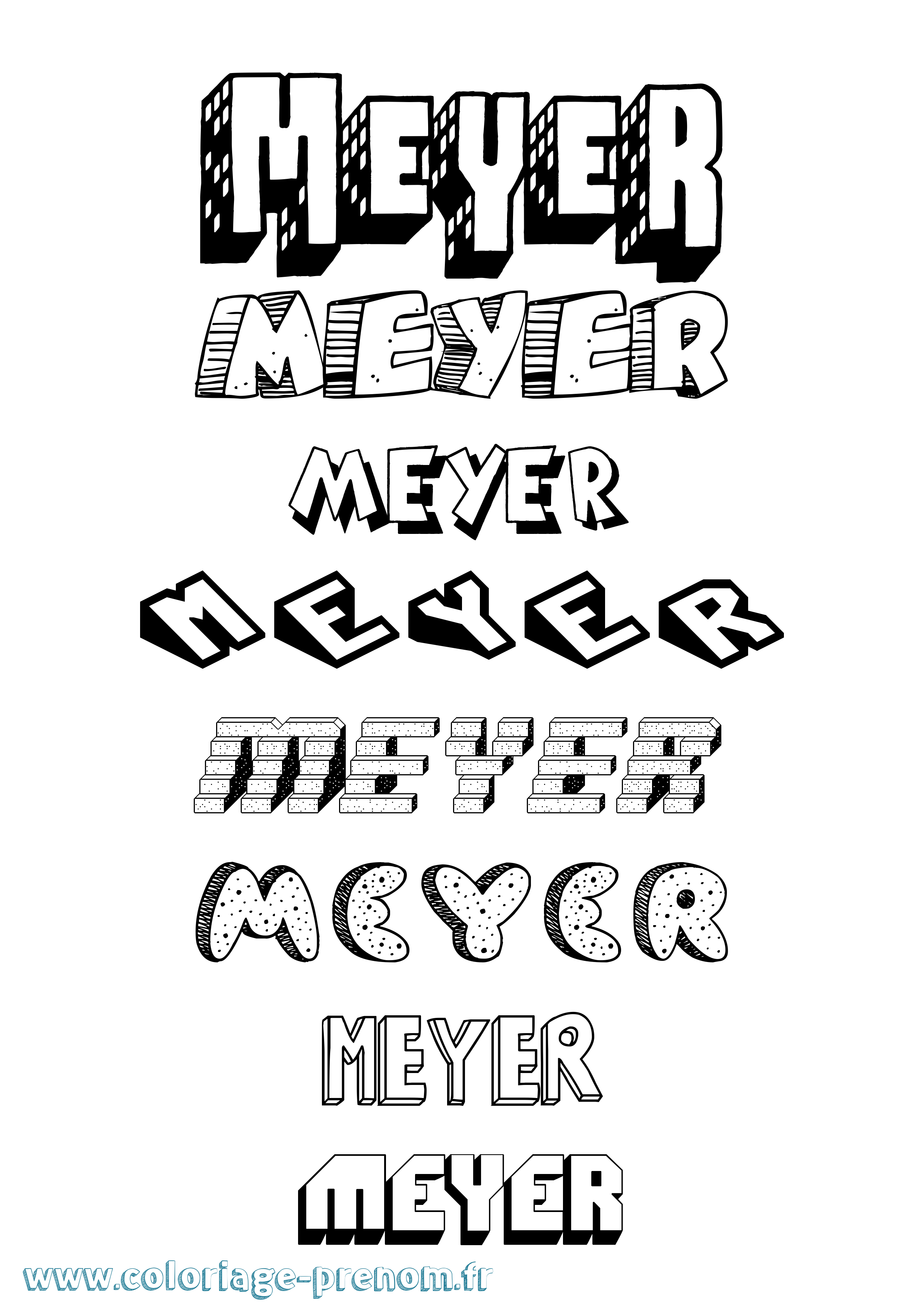 Coloriage Meyer Effet 3D Coloriage prénom Meyer Effet 3D