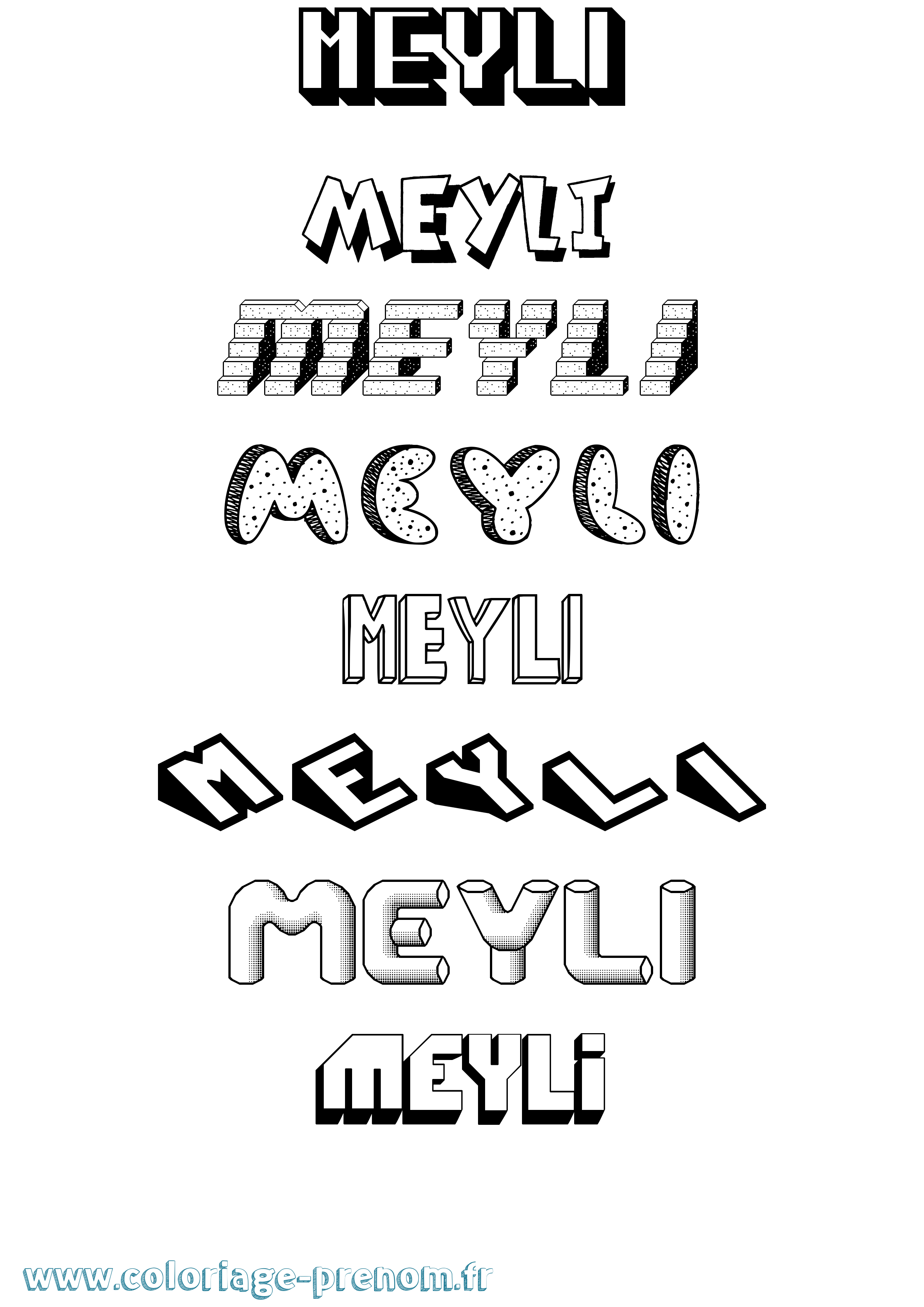 Coloriage Meyli Effet 3D Coloriage prénom Meyli Effet 3D