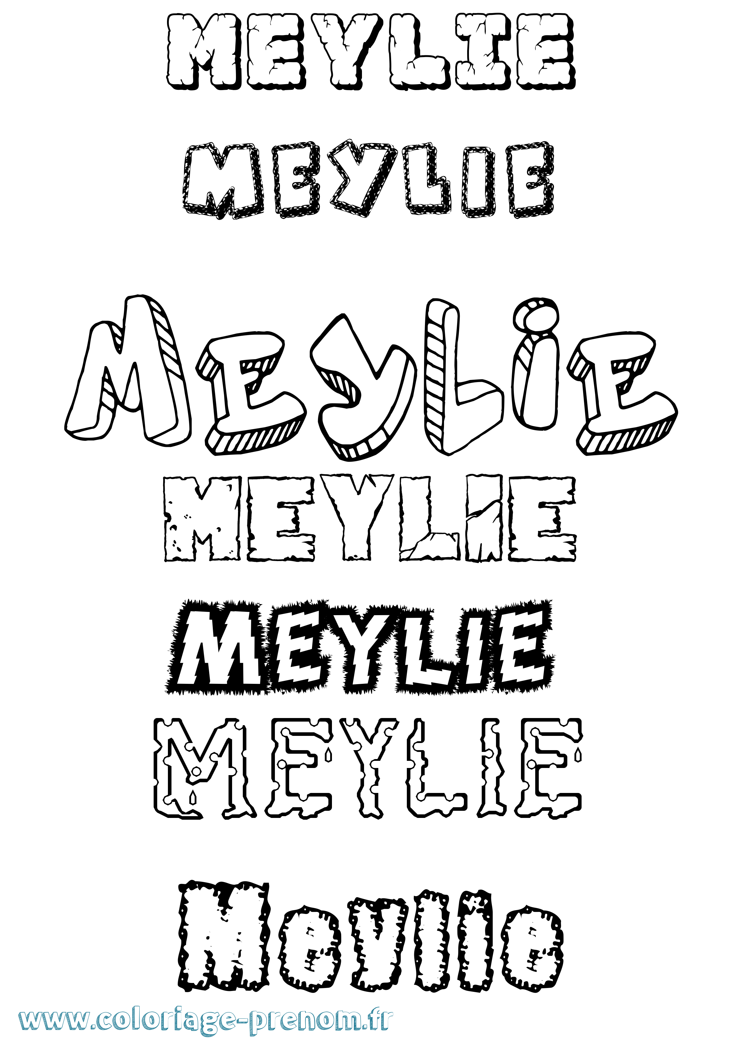 Coloriage Meylie Destructuré Coloriage prénom Meylie Destructuré