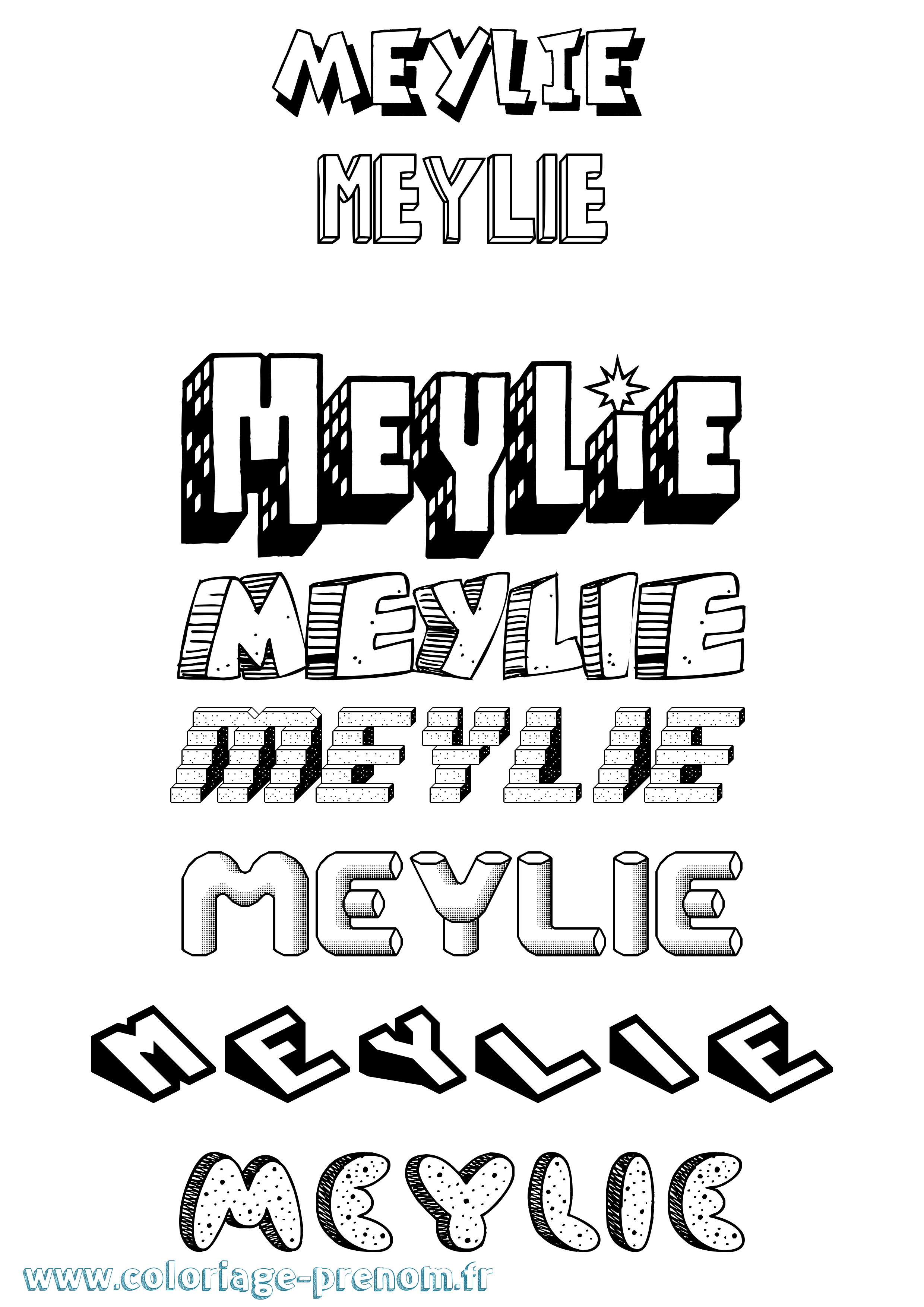 Coloriage Meylie Effet 3D Coloriage prénom Meylie Effet 3D