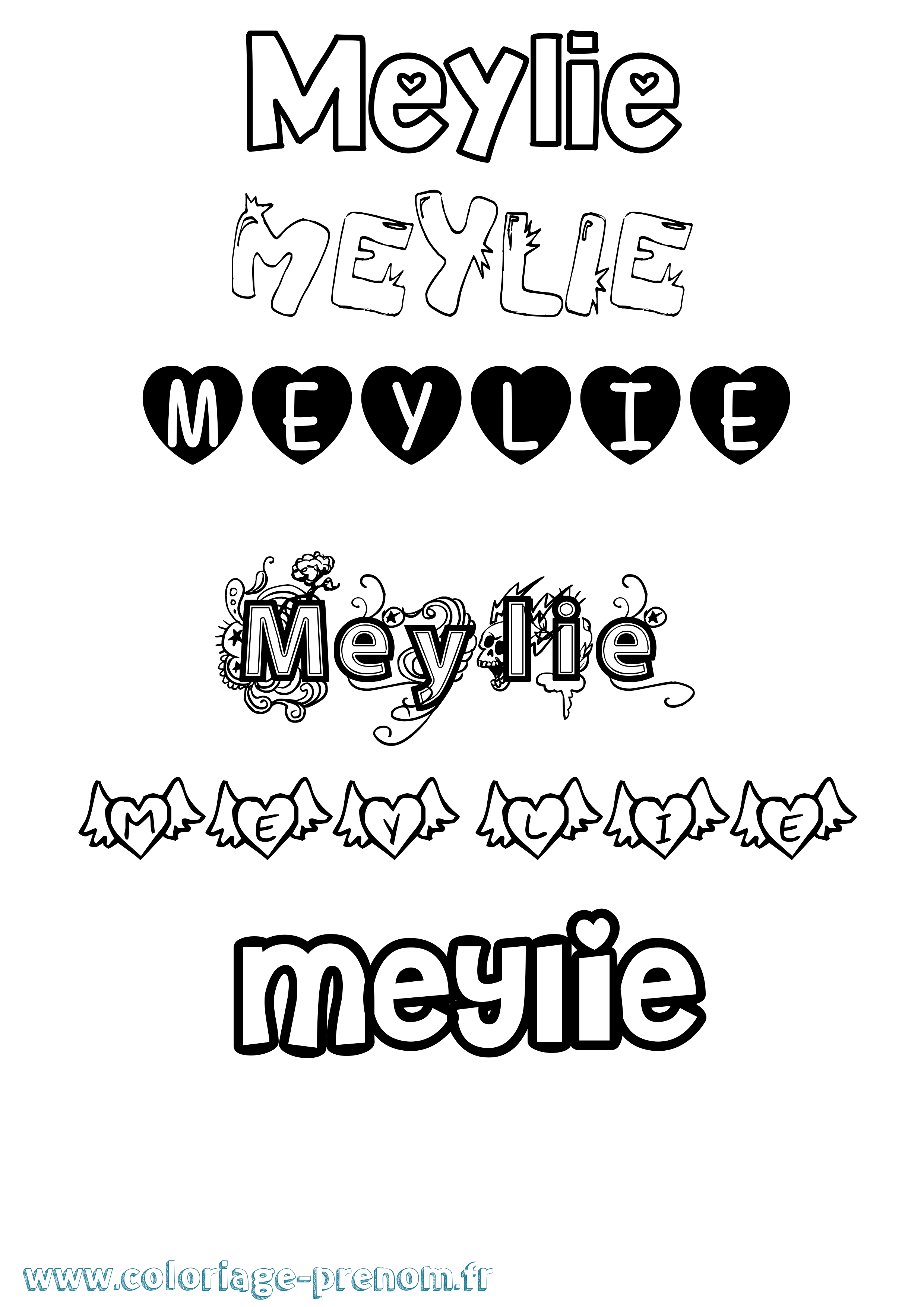 Coloriage Meylie Girly Coloriage prénom Meylie Girly