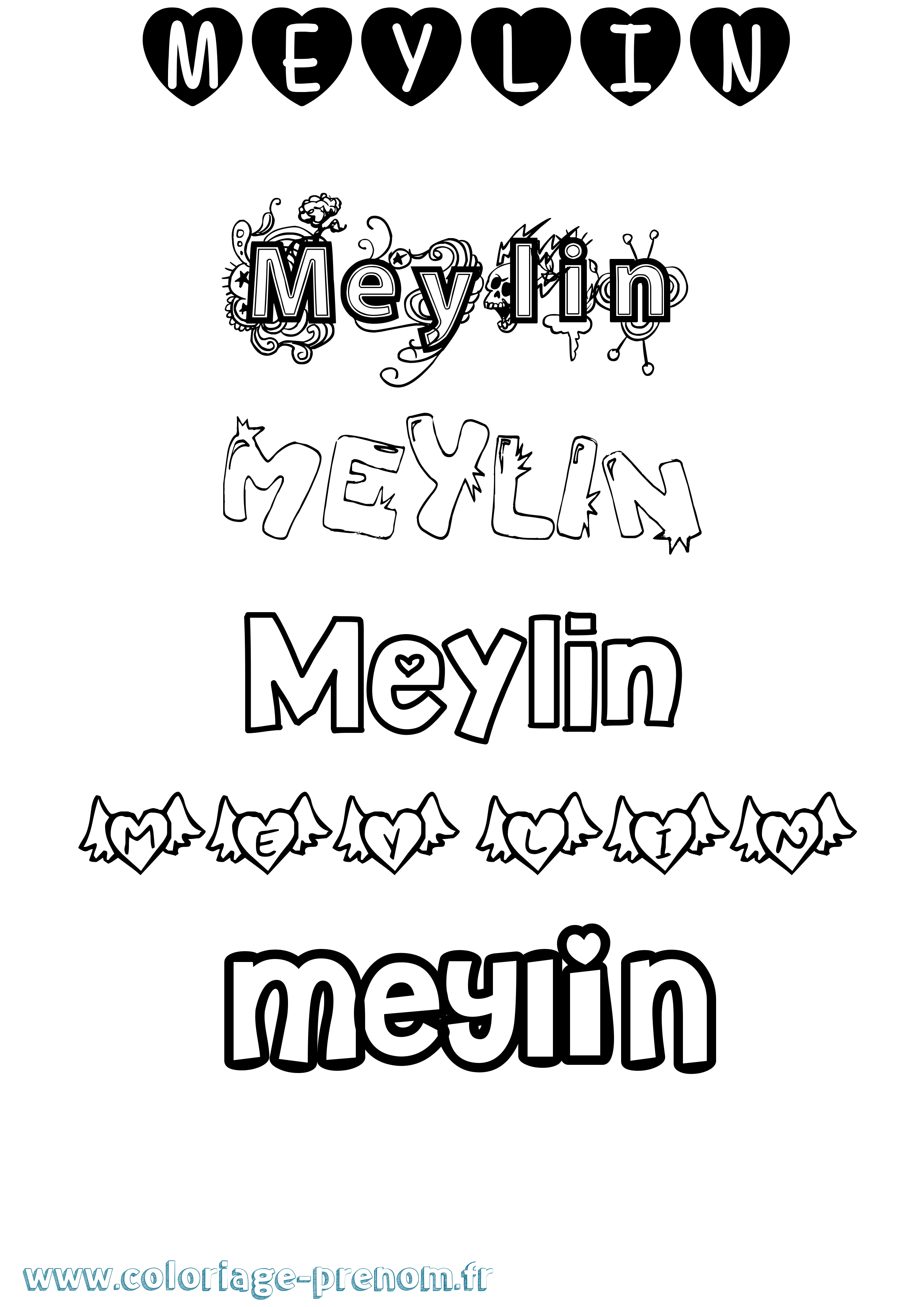 Coloriage Meylin Girly Coloriage prénom Meylin Girly