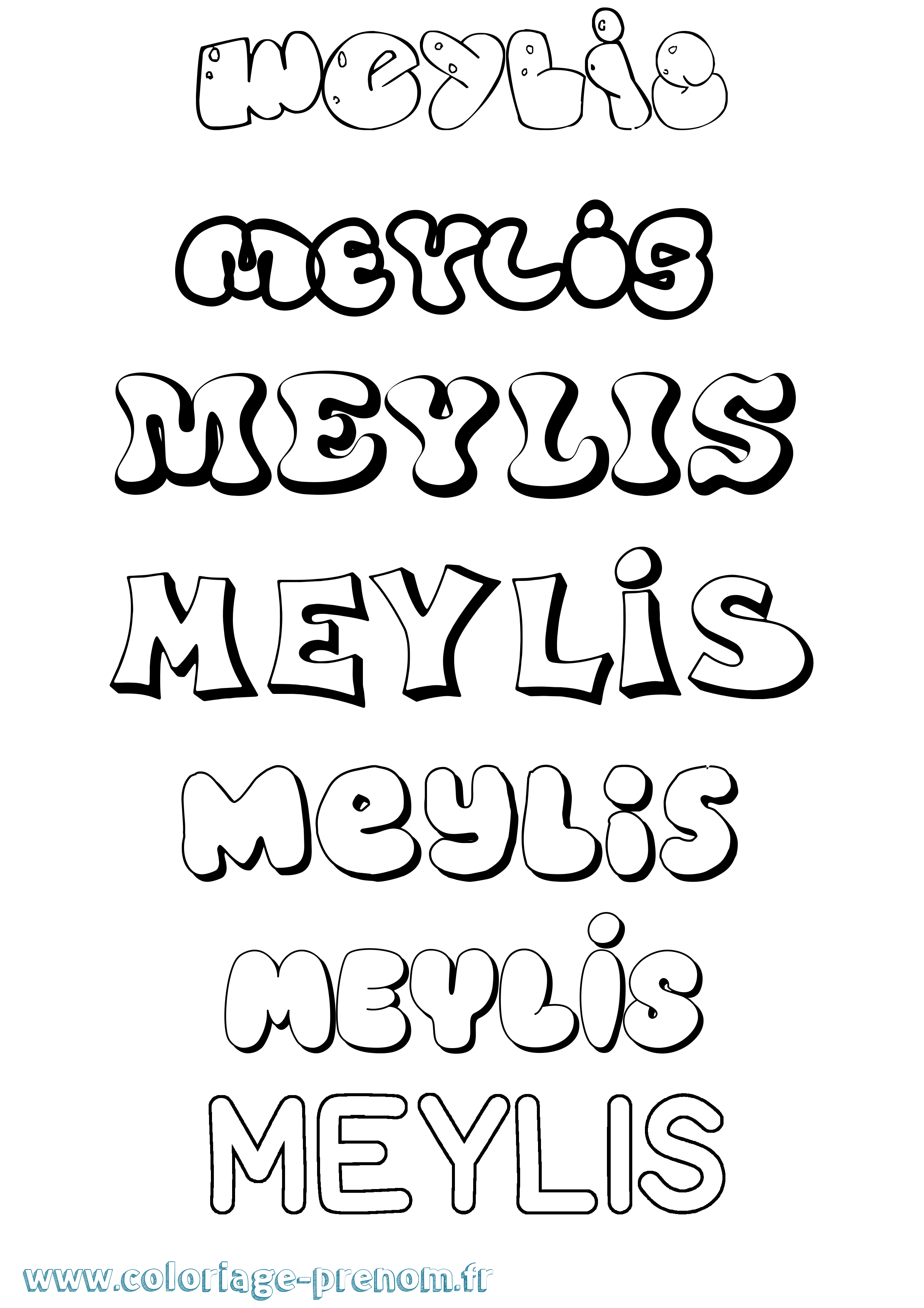 Coloriage Meylis Bubble Coloriage prénom Meylis Bubble