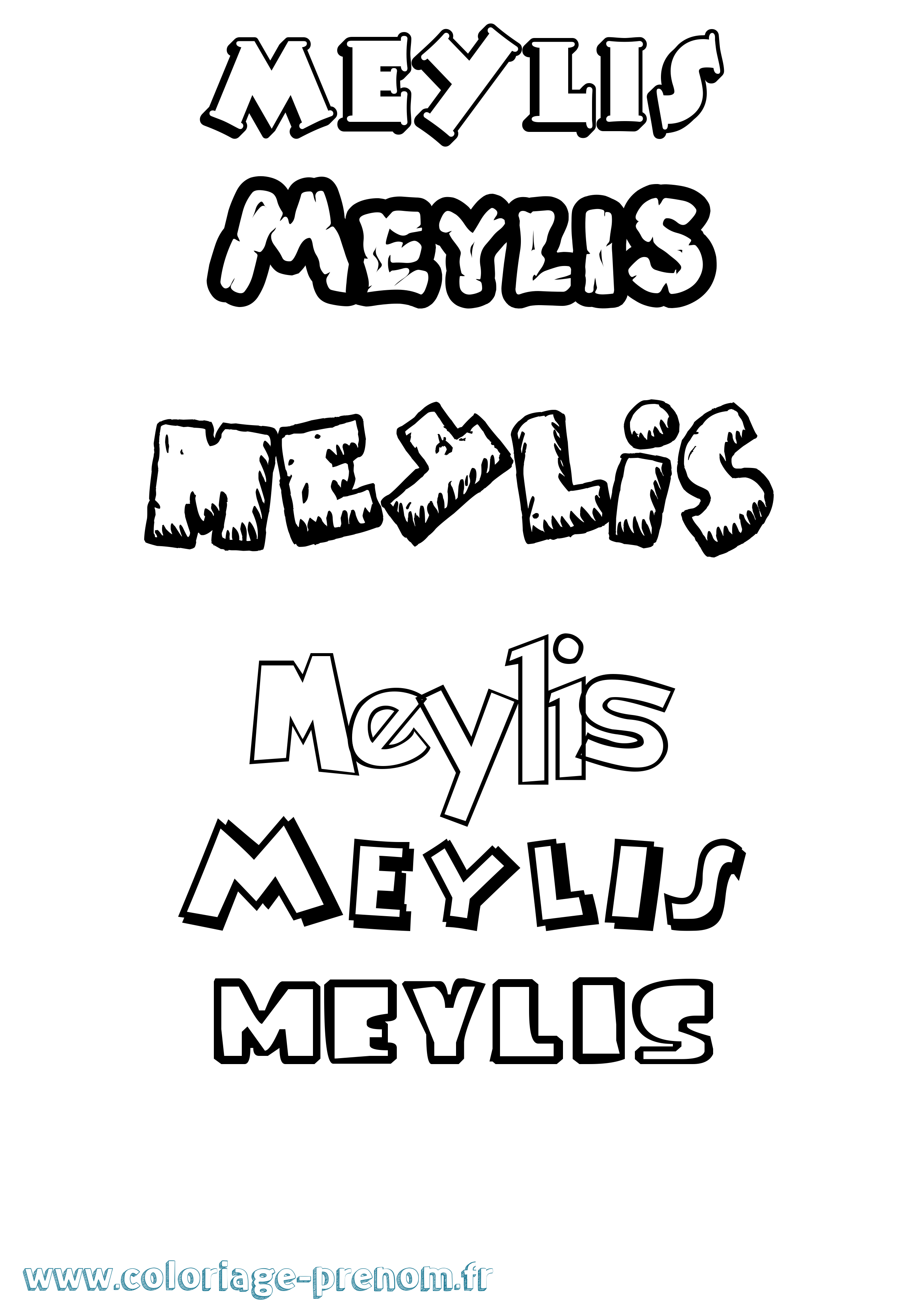 Coloriage Meylis Dessin Animé Coloriage prénom Meylis Dessin Animé