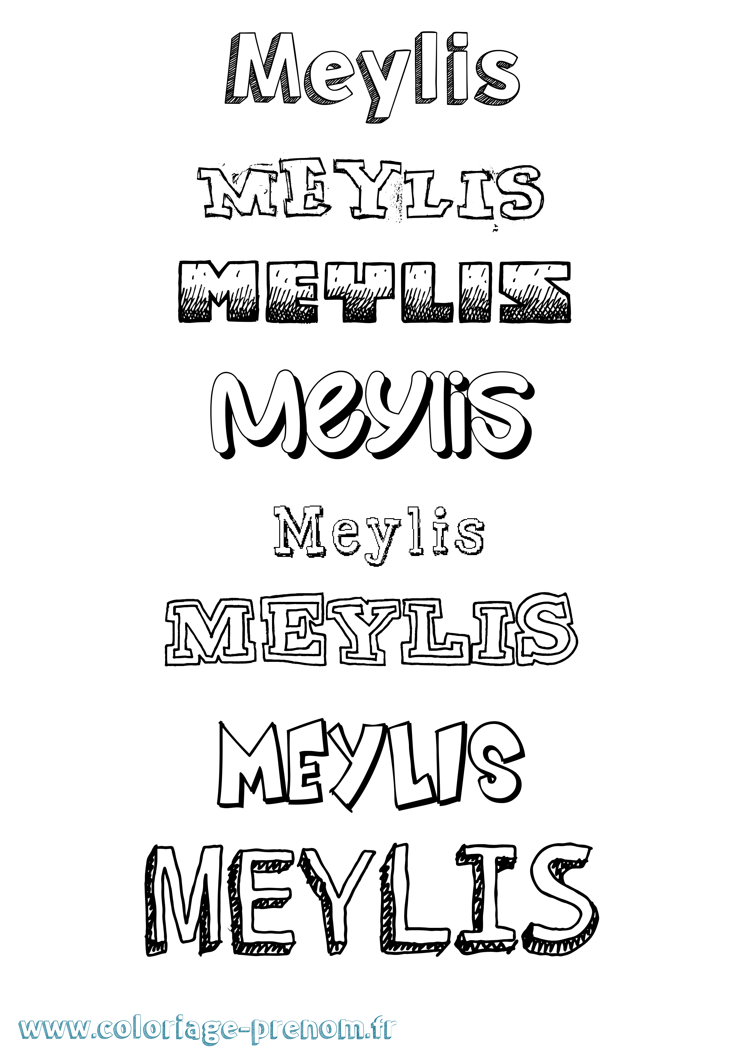 Coloriage Meylis Dessiné Coloriage prénom Meylis Dessiné
