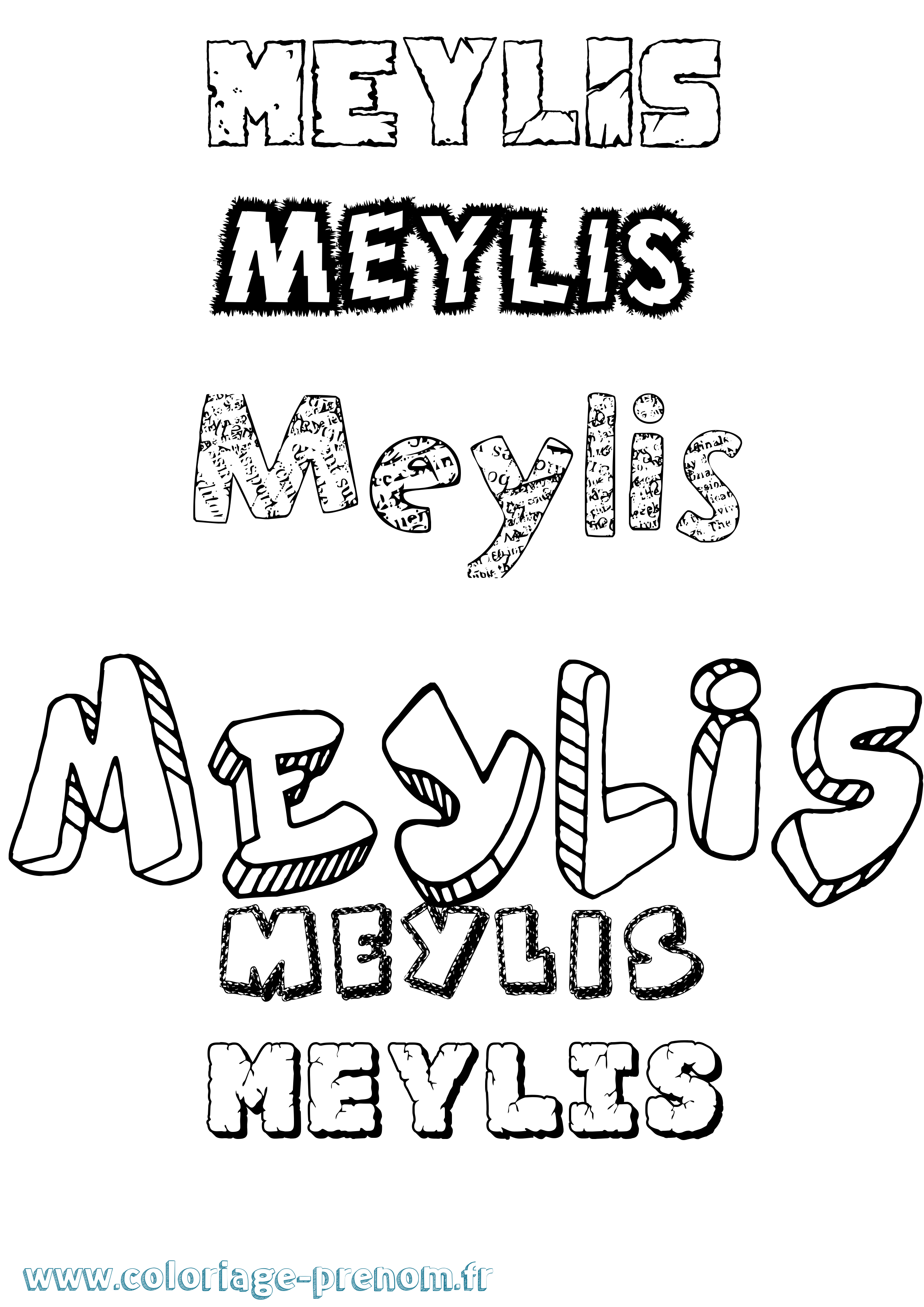 Coloriage Meylis Destructuré Coloriage prénom Meylis Destructuré