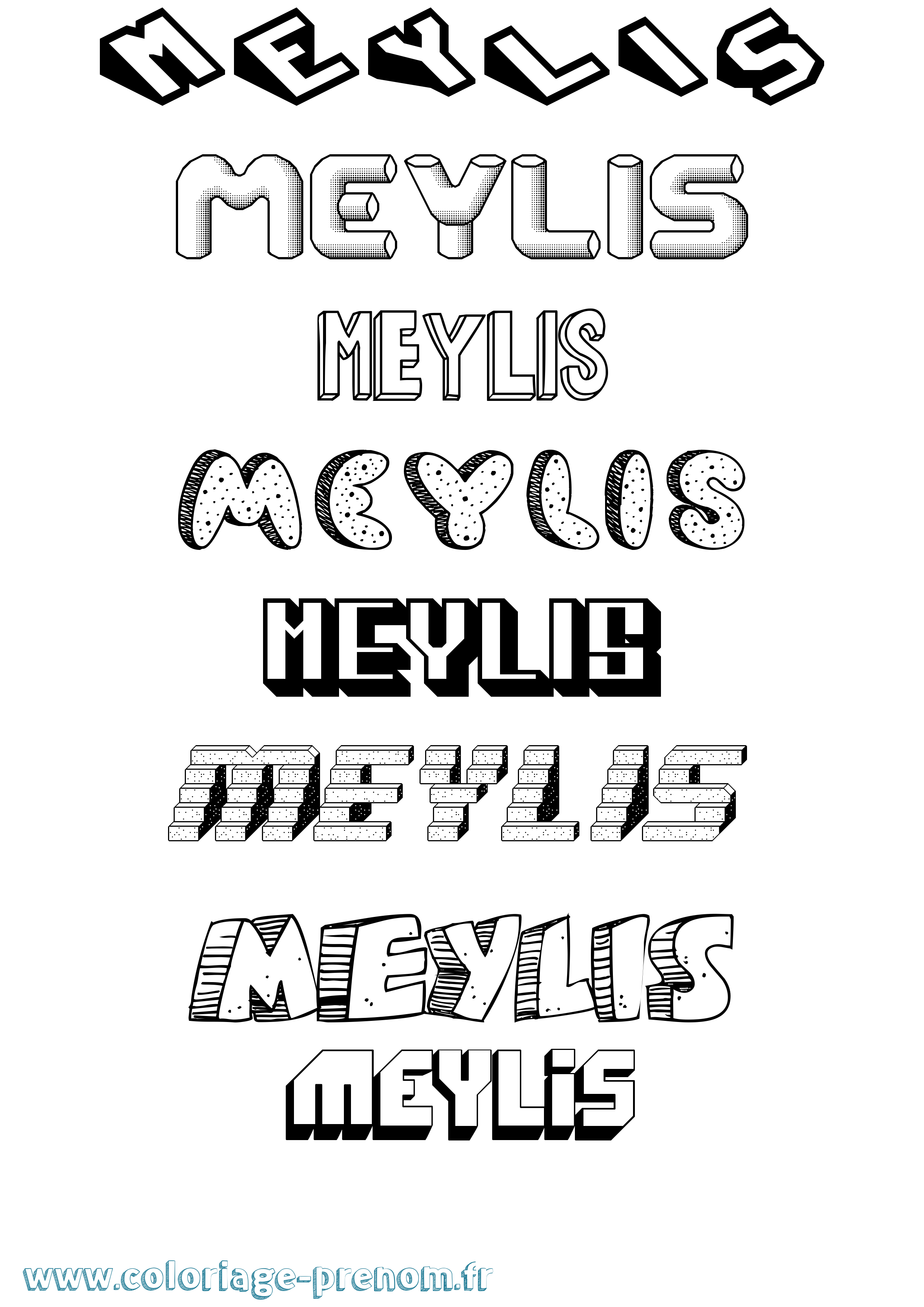 Coloriage Meylis Effet 3D Coloriage prénom Meylis Effet 3D
