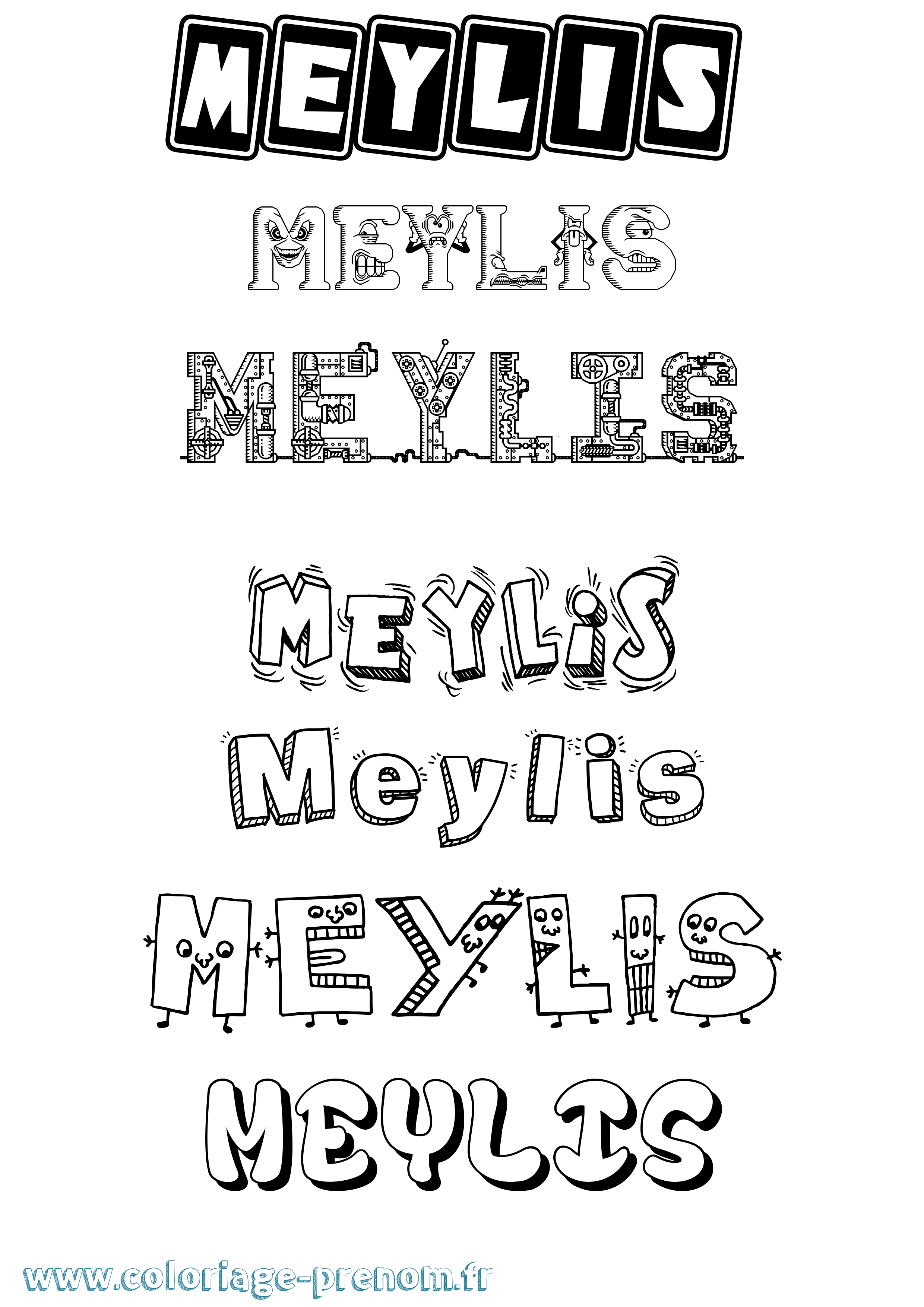 Coloriage Meylis Fun Coloriage prénom Meylis Fun