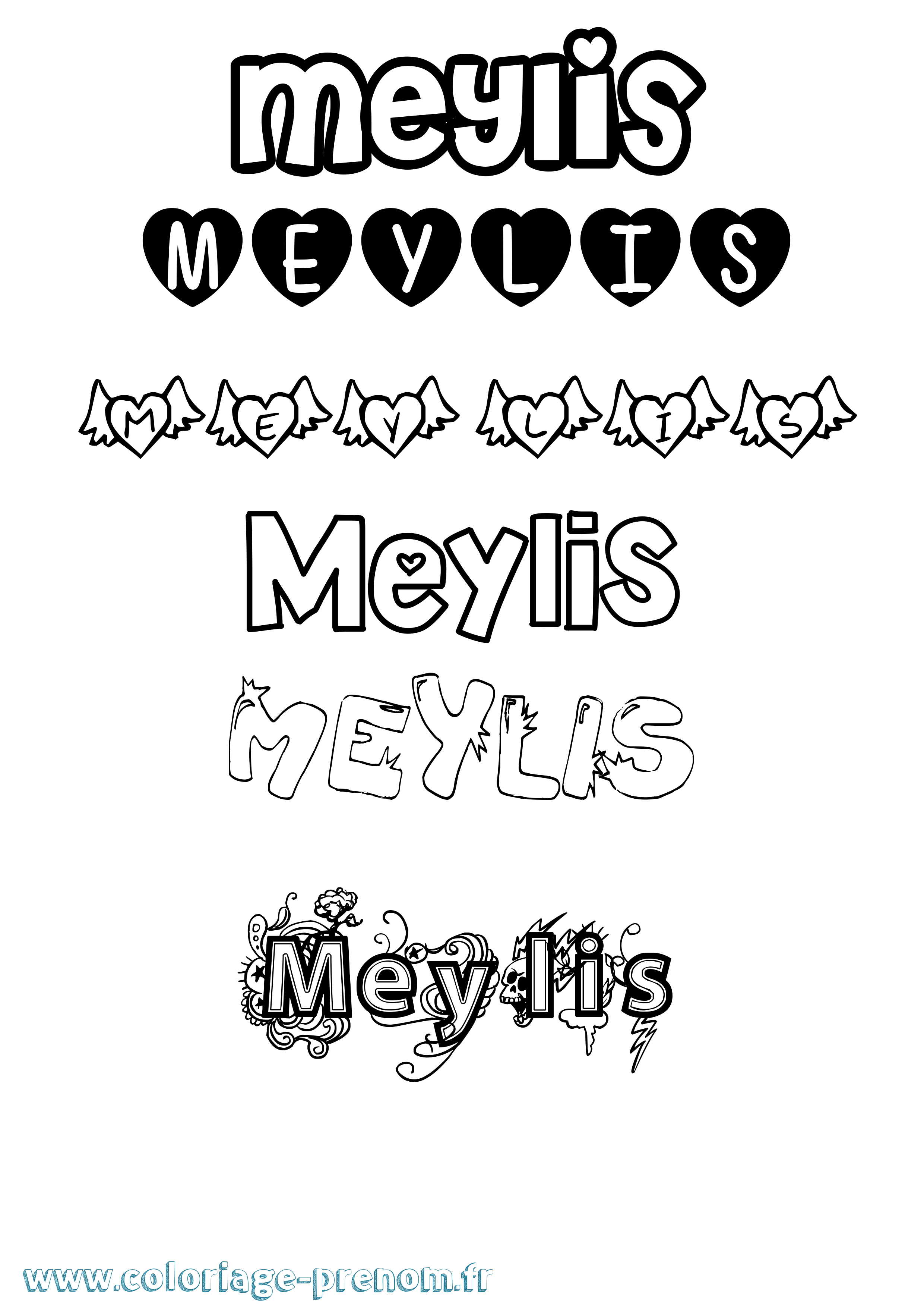 Coloriage Meylis Girly Coloriage prénom Meylis Girly