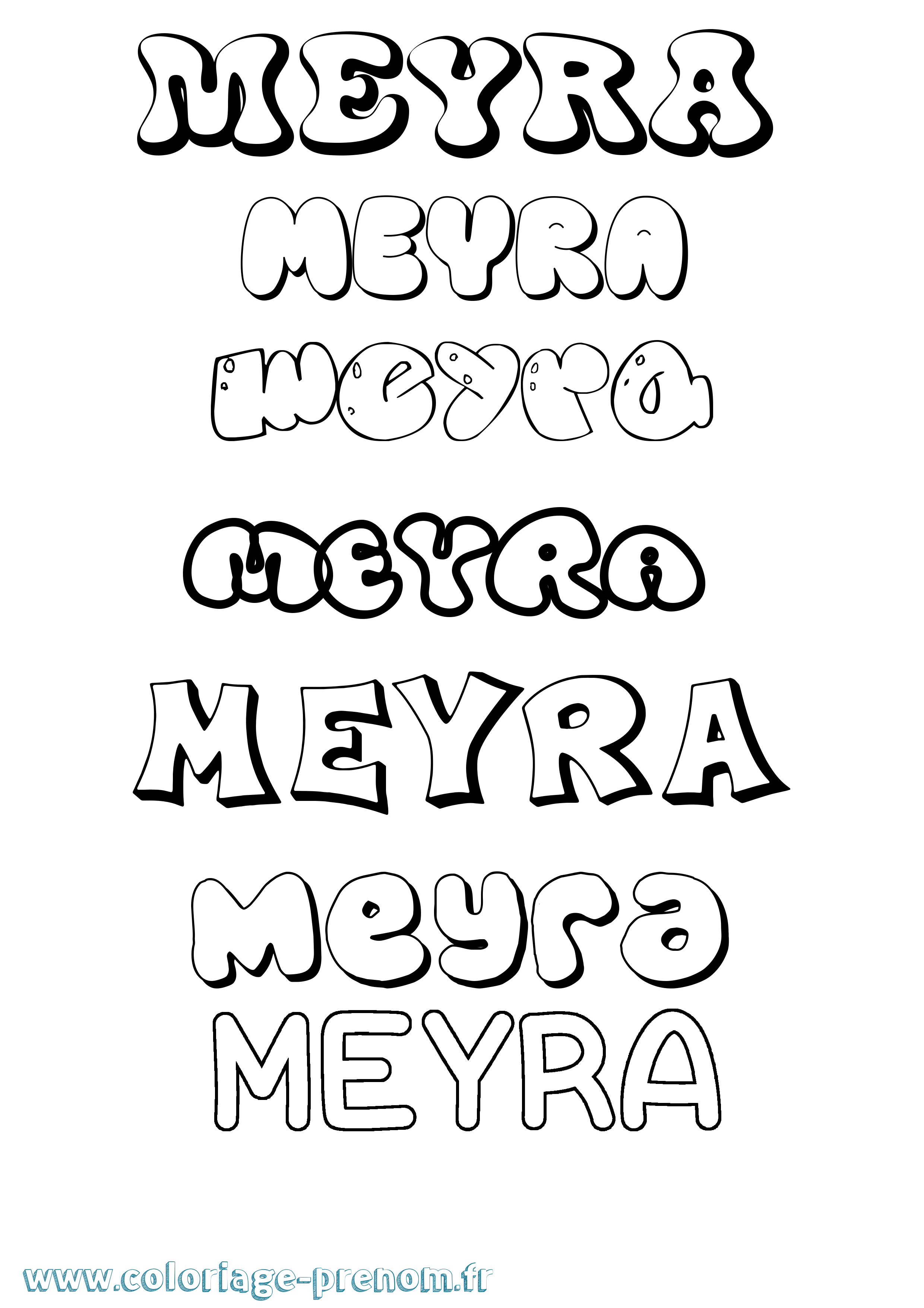 Coloriage Meyra Bubble Coloriage prénom Meyra Bubble