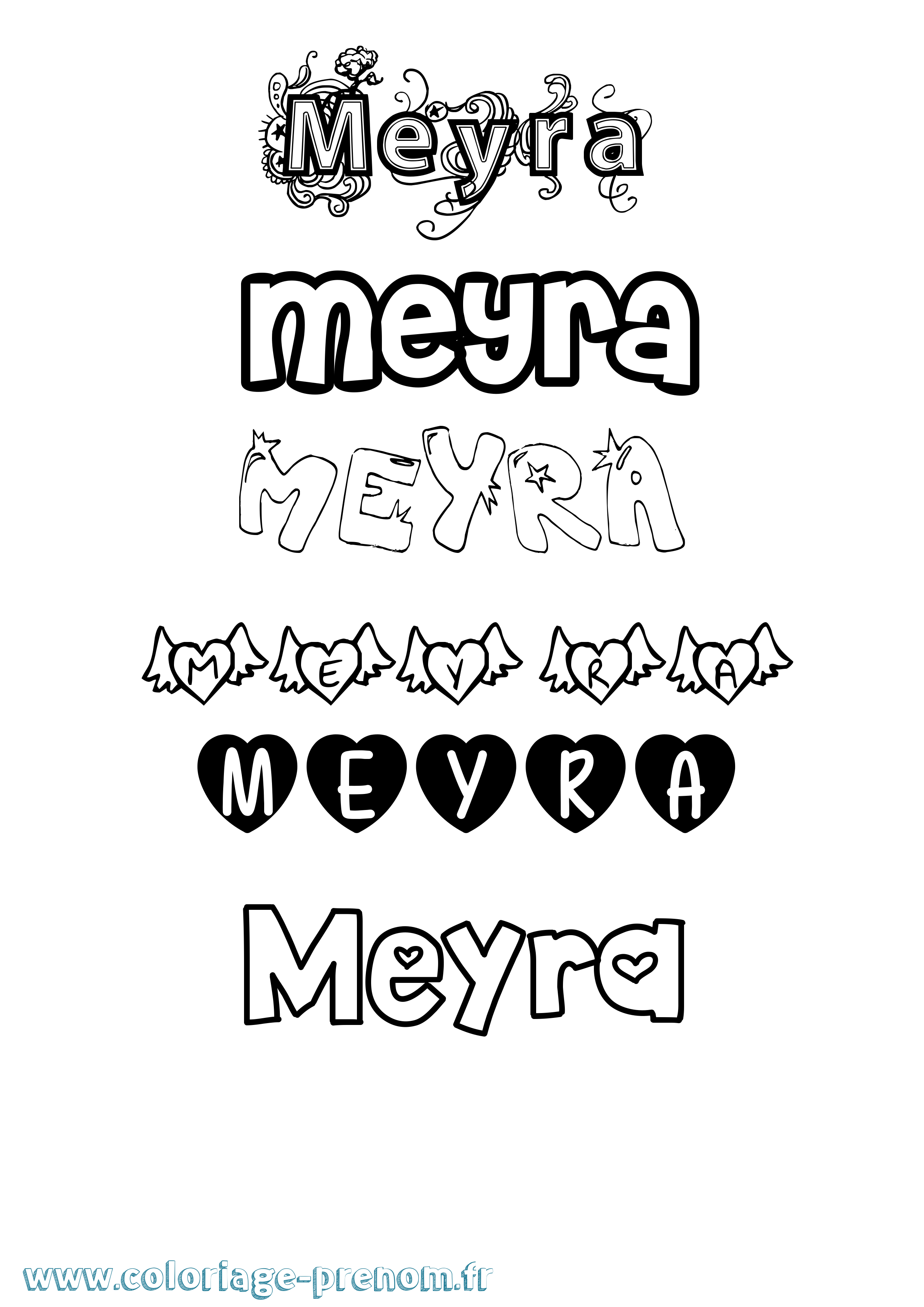Coloriage Meyra Girly Coloriage prénom Meyra Girly