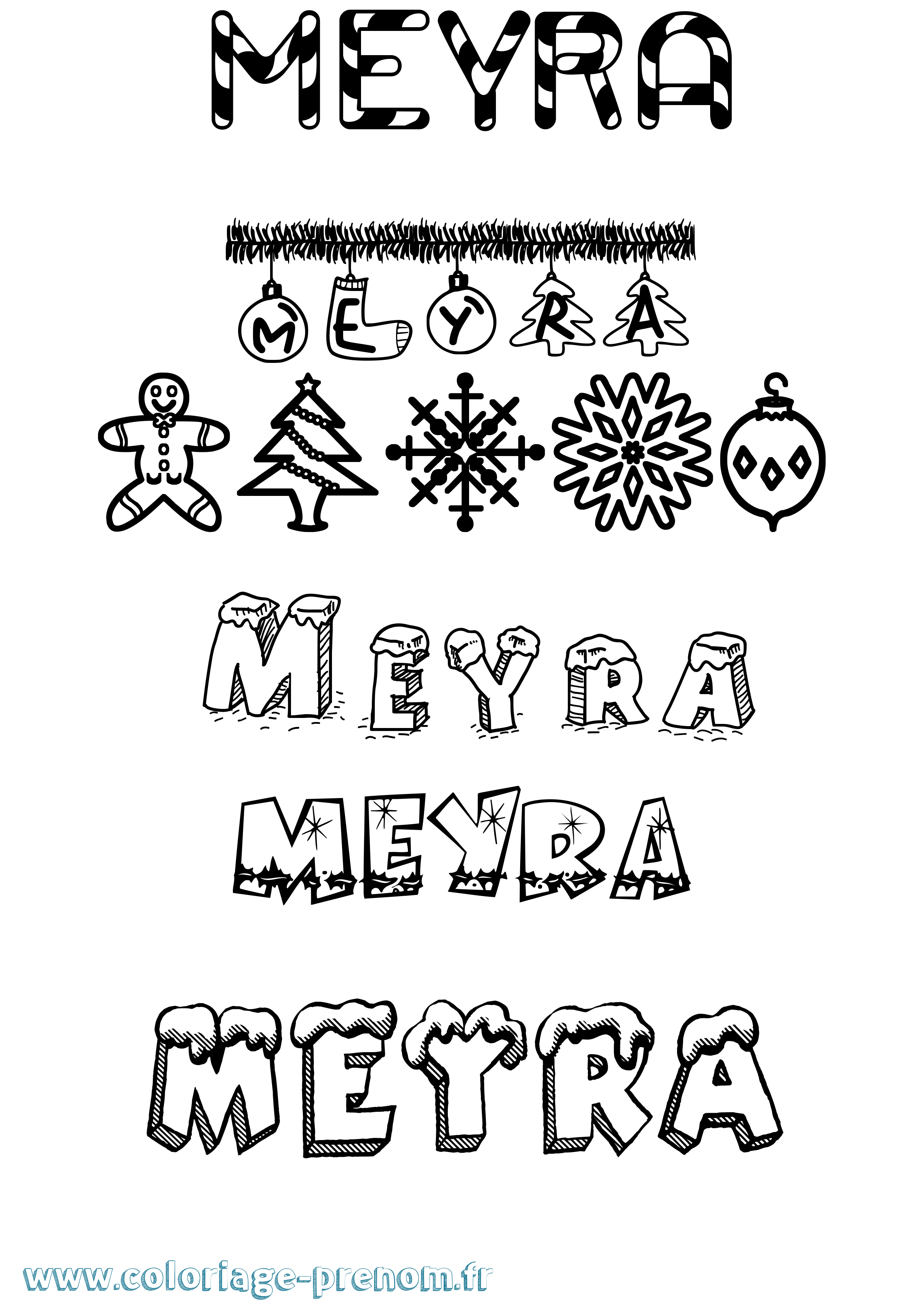 Coloriage Meyra Noël Coloriage prénom Meyra Noël