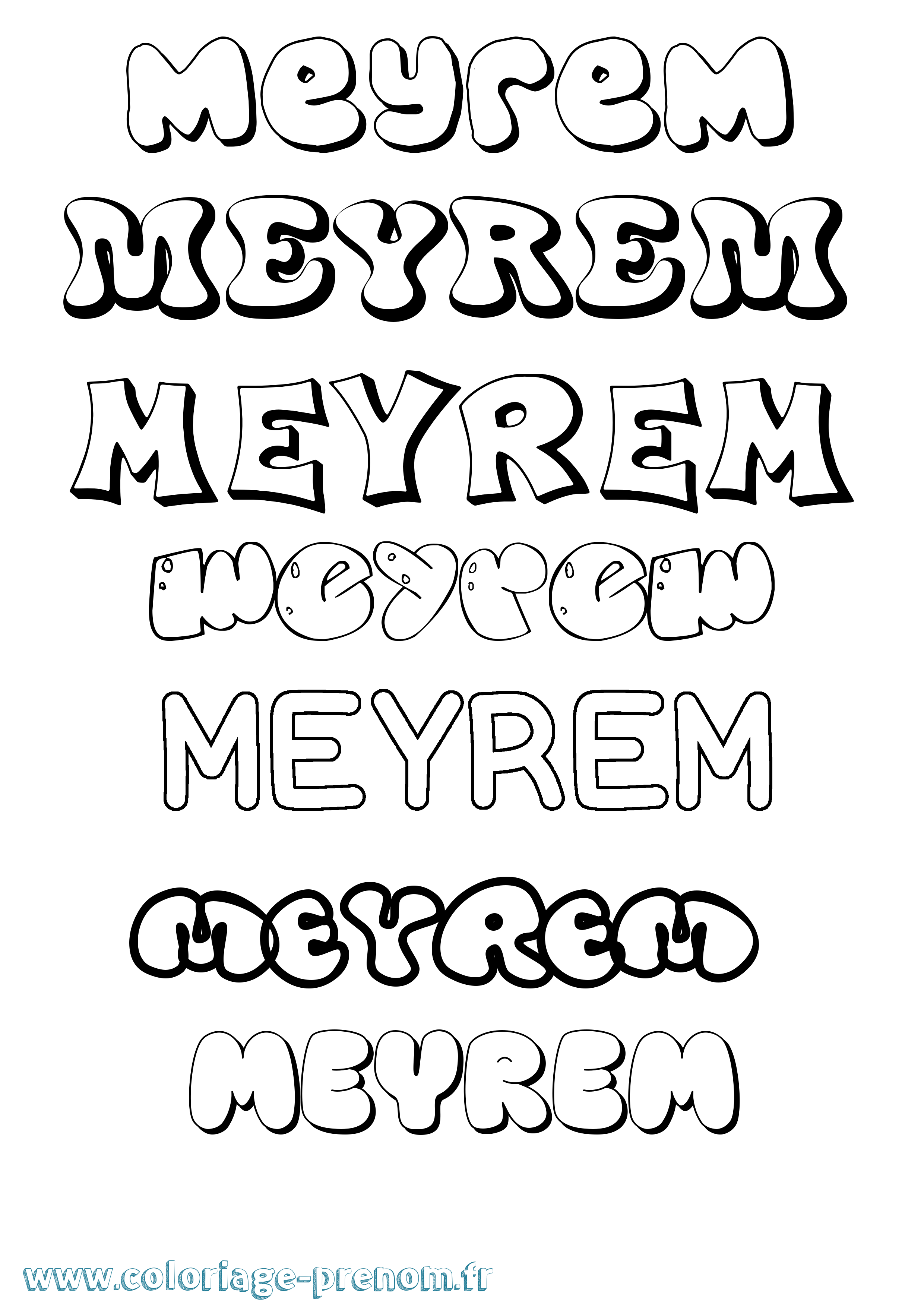 Coloriage Meyrem Bubble Coloriage prénom Meyrem Bubble