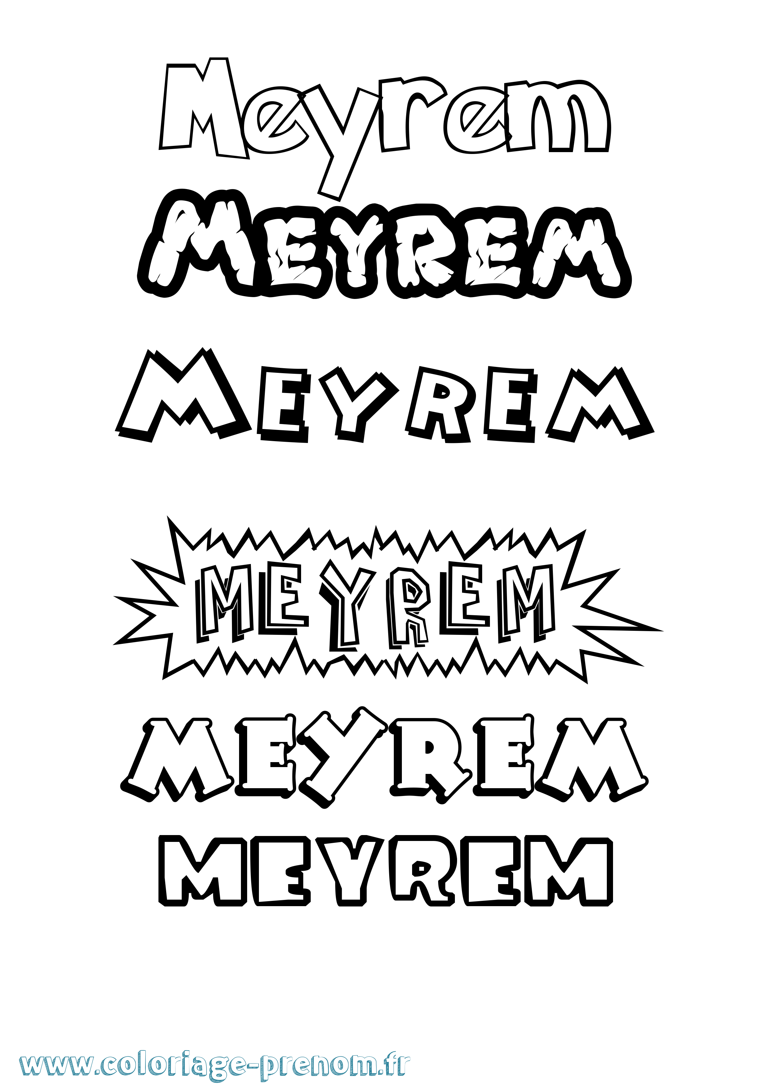 Coloriage Meyrem Dessin Animé Coloriage prénom Meyrem Dessin Animé