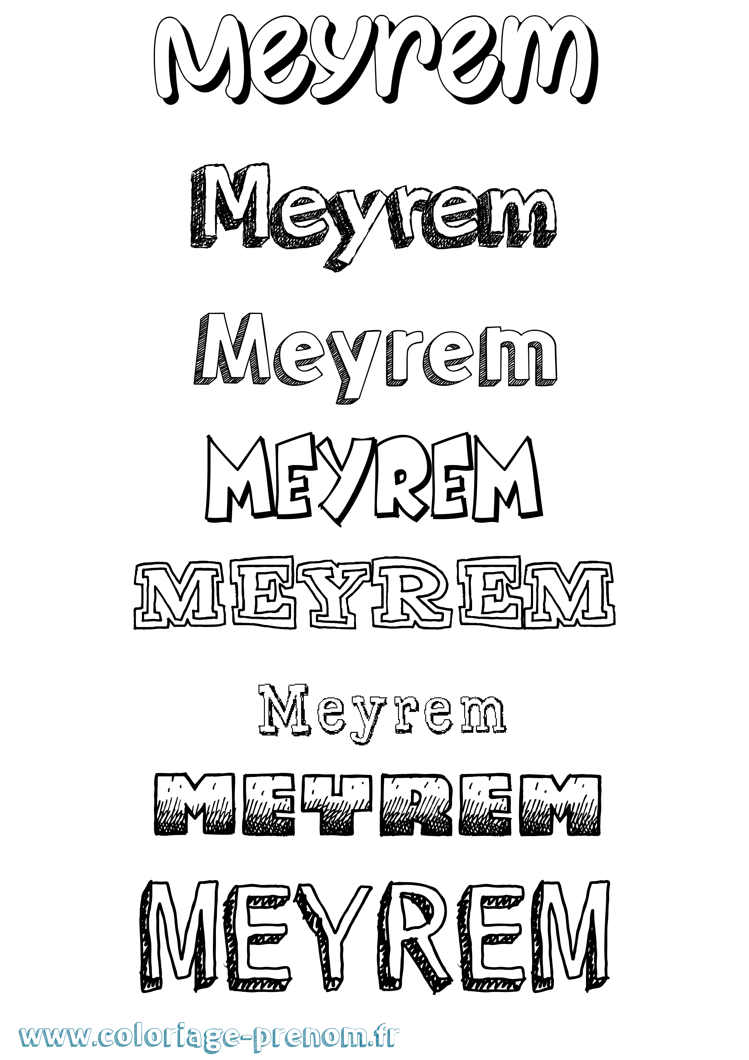 Coloriage Meyrem Dessiné Coloriage prénom Meyrem Dessiné
