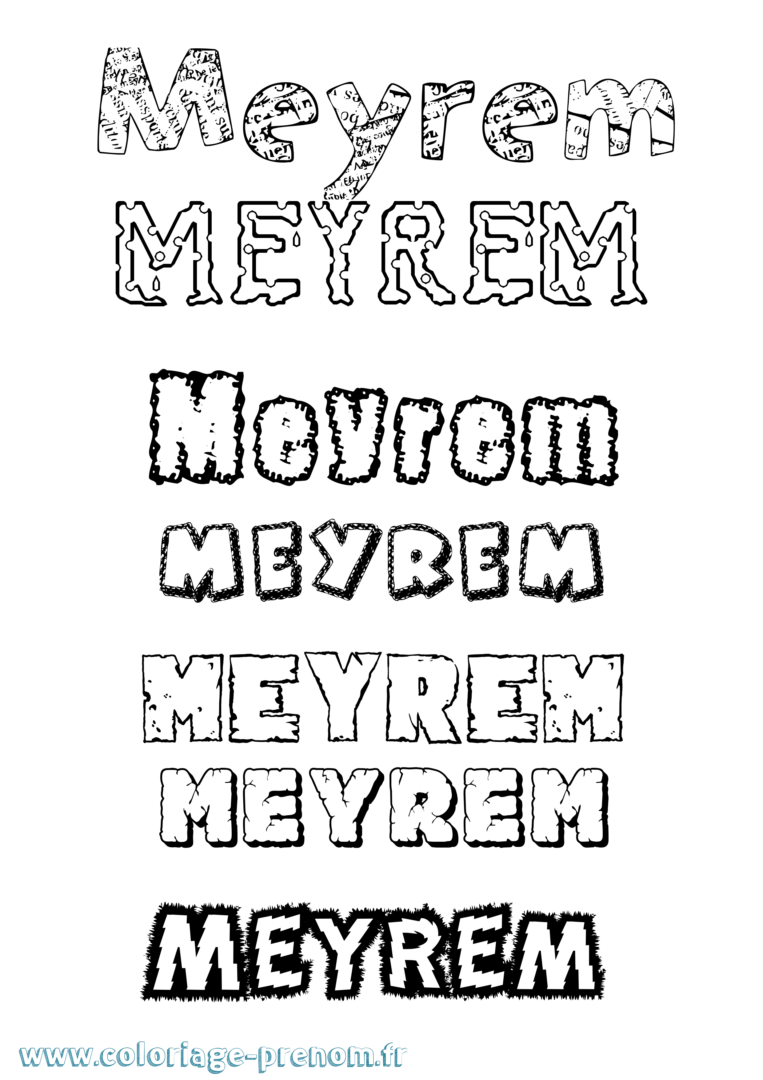 Coloriage Meyrem Destructuré Coloriage prénom Meyrem Destructuré