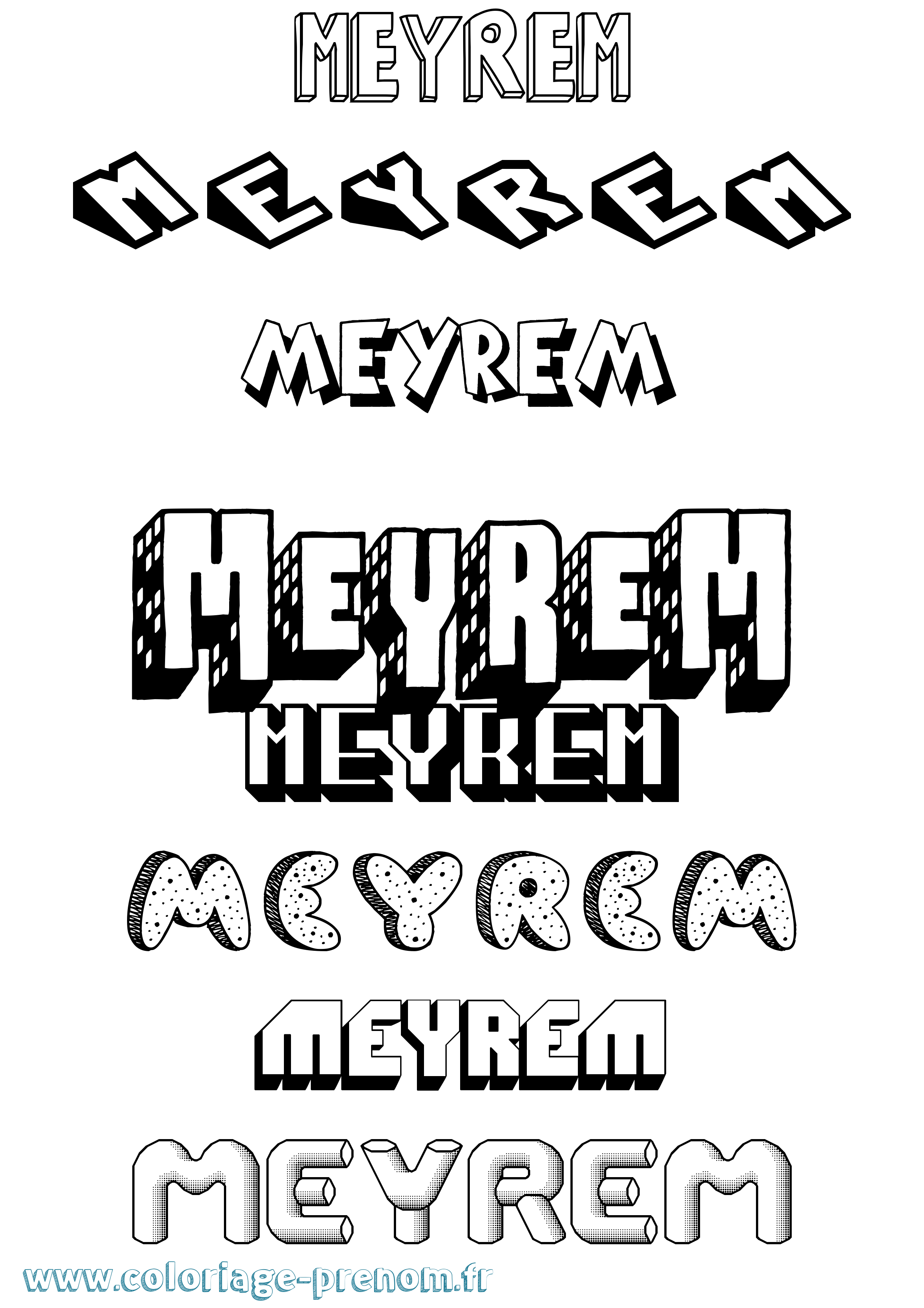 Coloriage Meyrem Effet 3D Coloriage prénom Meyrem Effet 3D