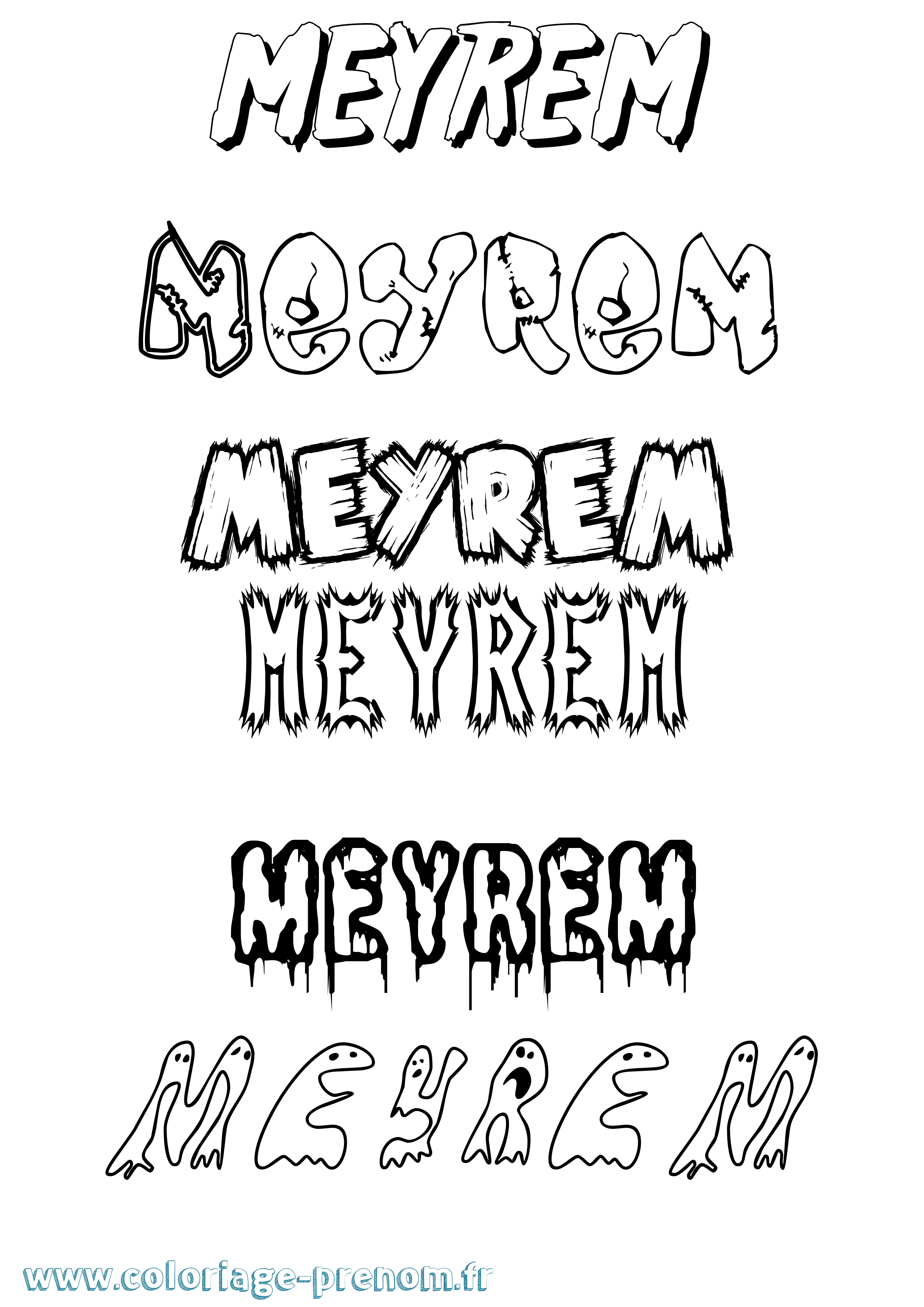 Coloriage Meyrem Frisson Coloriage prénom Meyrem Frisson