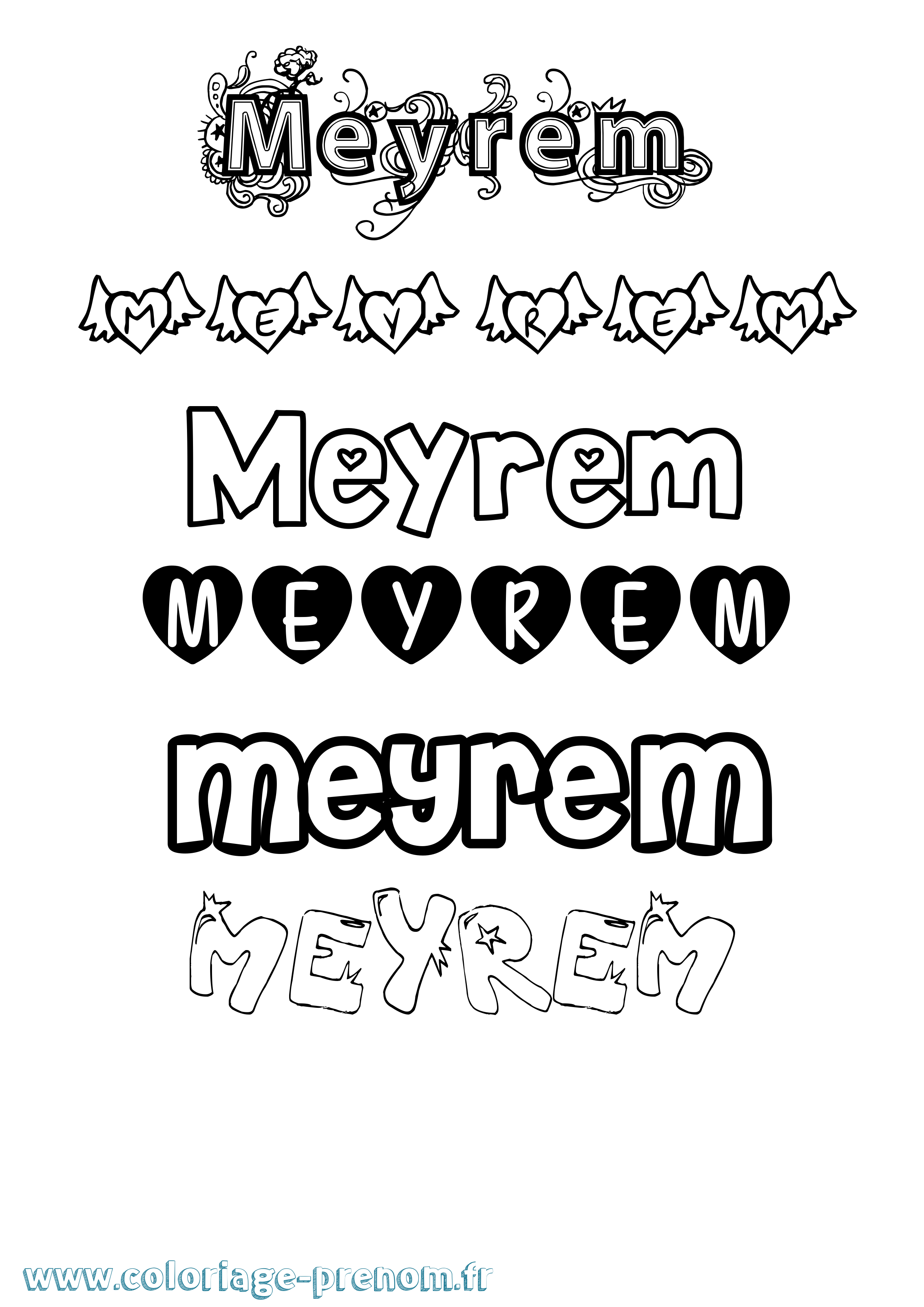 Coloriage Meyrem Girly Coloriage prénom Meyrem Girly
